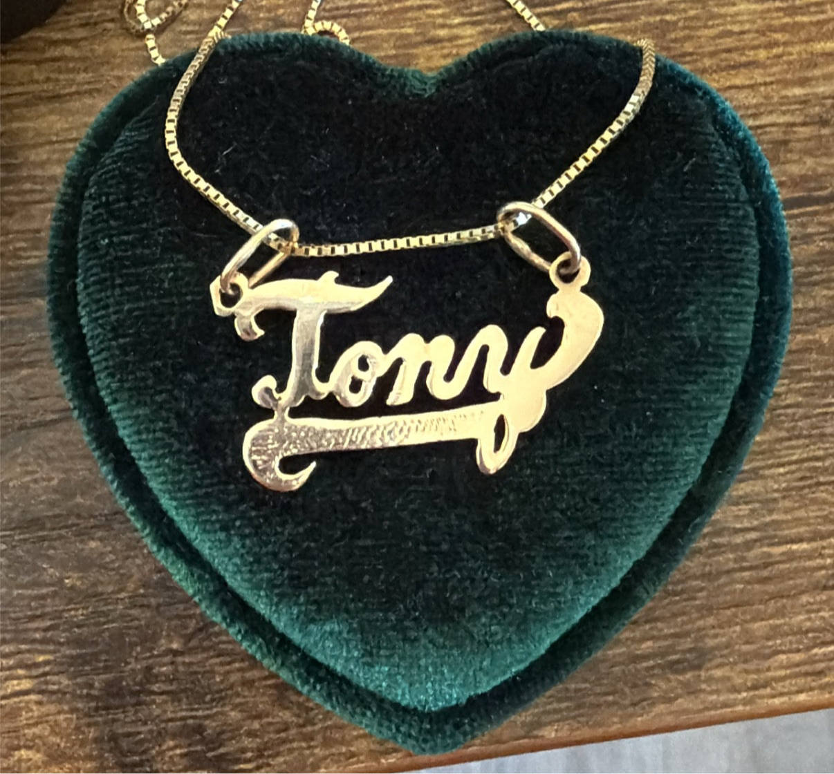 10k Gold “Tony” Cursive Font Nameplate Charm Double Bails (NO CHAIN)