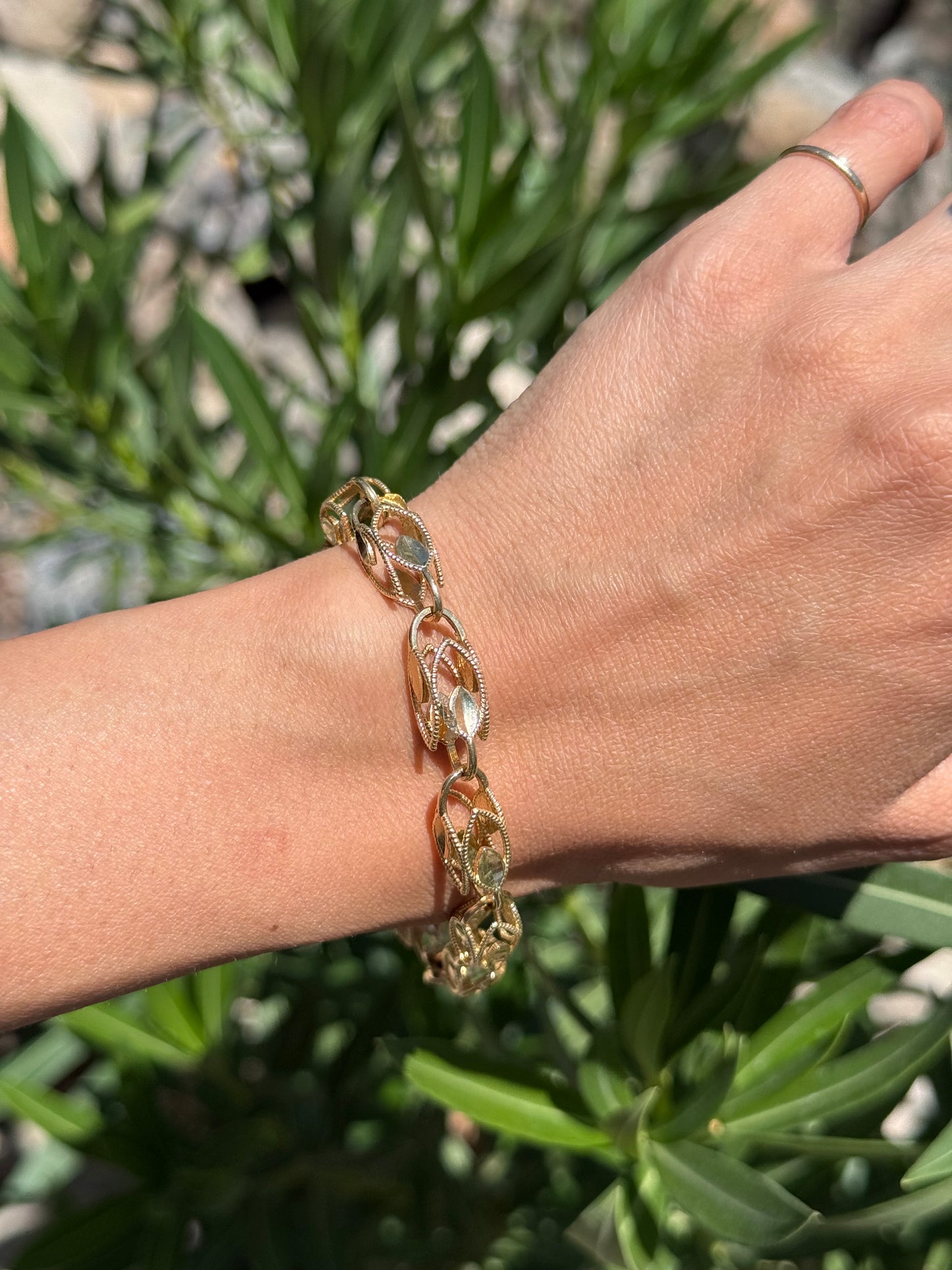 14k Gold 7.3mm Wide Chunky Turkish Link Bracelet 8.25"