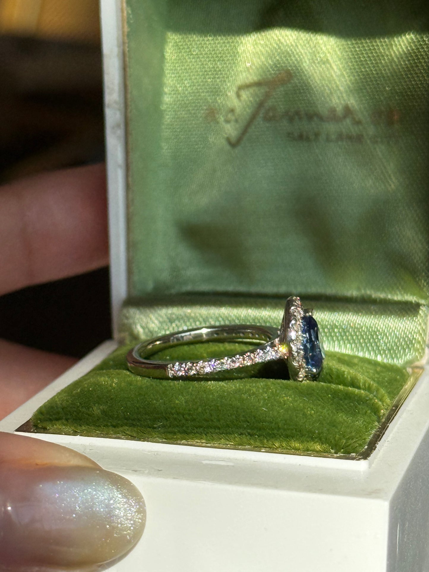Stunning 1.45tcw Pear Cut Ceylon Sapphire & Diamond Halo 14k White Gold LeVian Ring Size 4.5
