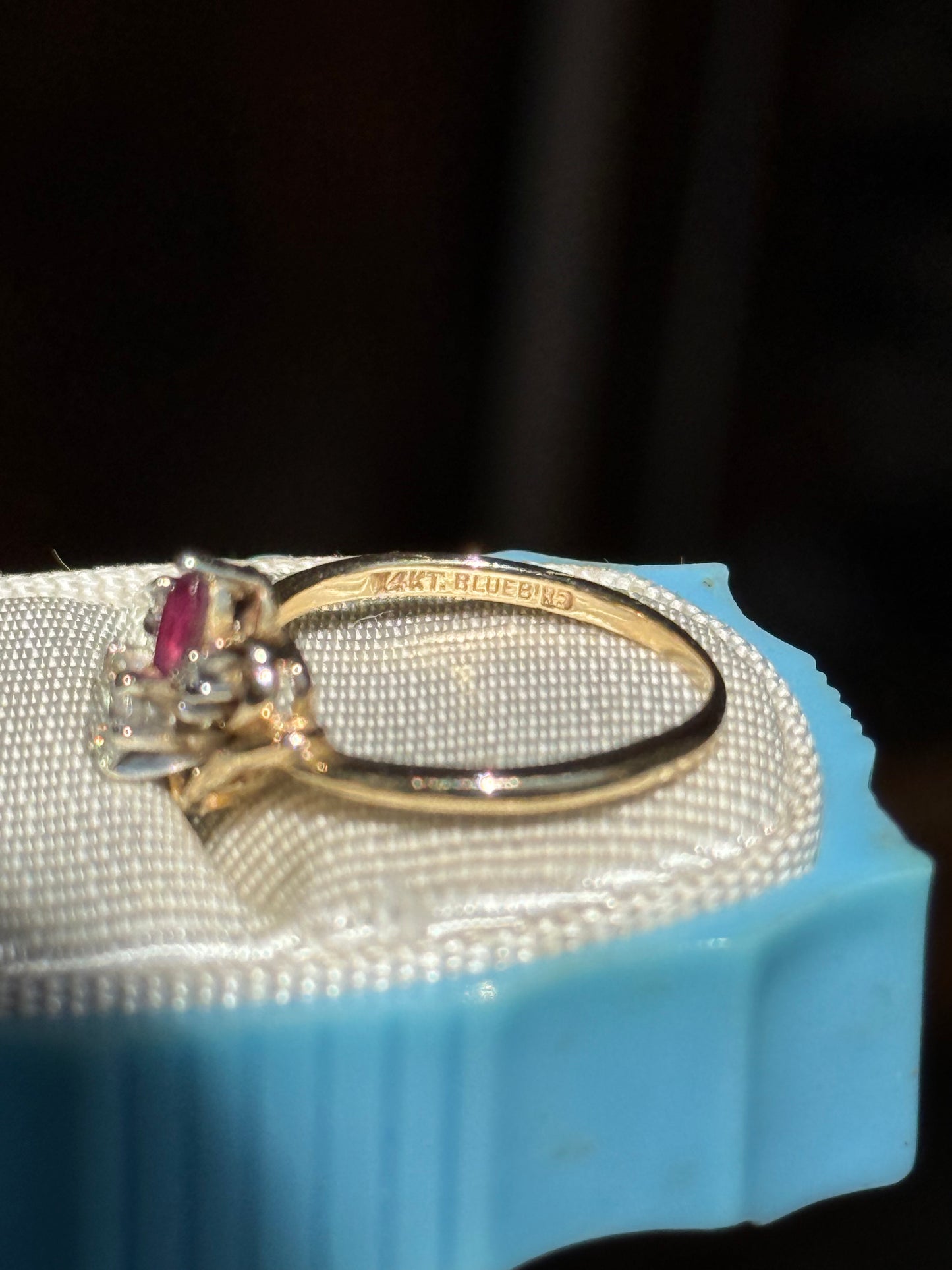 Adorable “Minnie Mouse” 14k Gold Quarter Carat Diamond & Ruby .40tcw Ring Size 5
