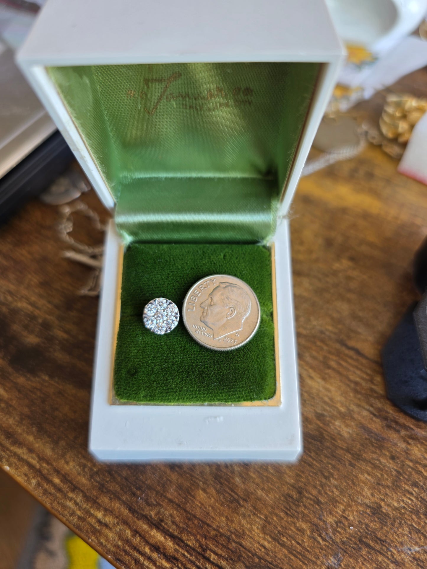 RESERVED: DO NOT BUY-Beautiful Illusion Set Diamond Cluster Stud Earrings In Sterling Silver