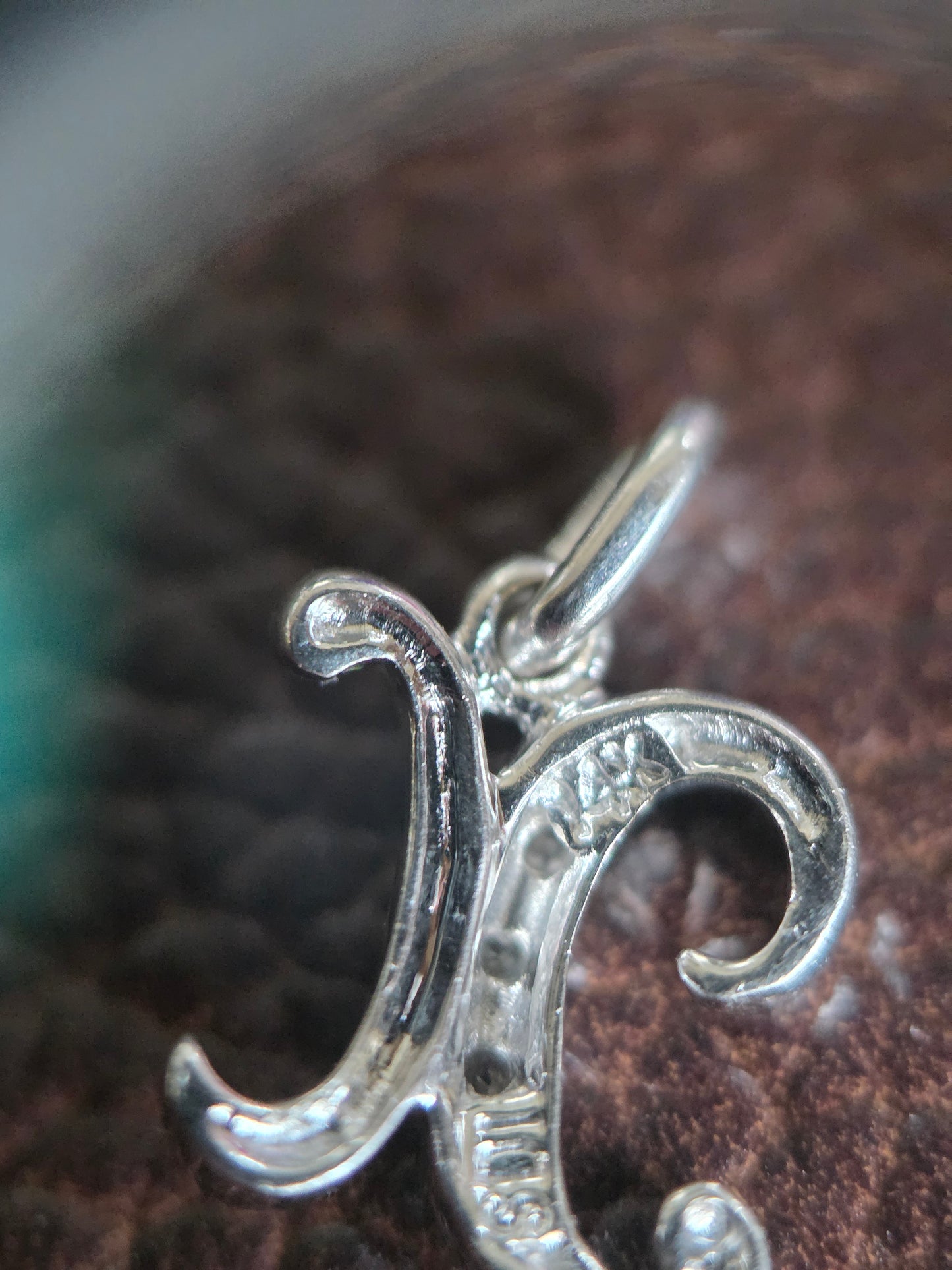 14k White Gold Diamond Accented Dainty X Initial Letter Charm (NO CHAIN)