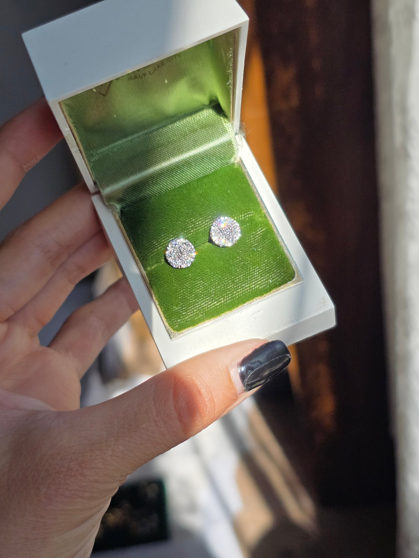 RESERVED: DO NOT BUY-Beautiful Illusion Set Diamond Cluster Stud Earrings In Sterling Silver