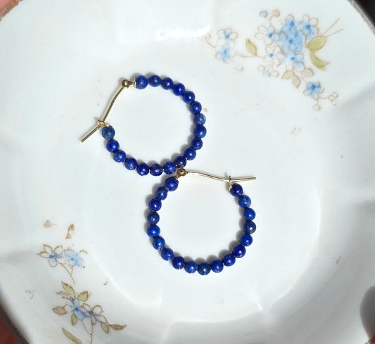 RESERVED: DO NOT BUY- 10k Gold Lapis Lazuli Gemstone Hoops Earrings