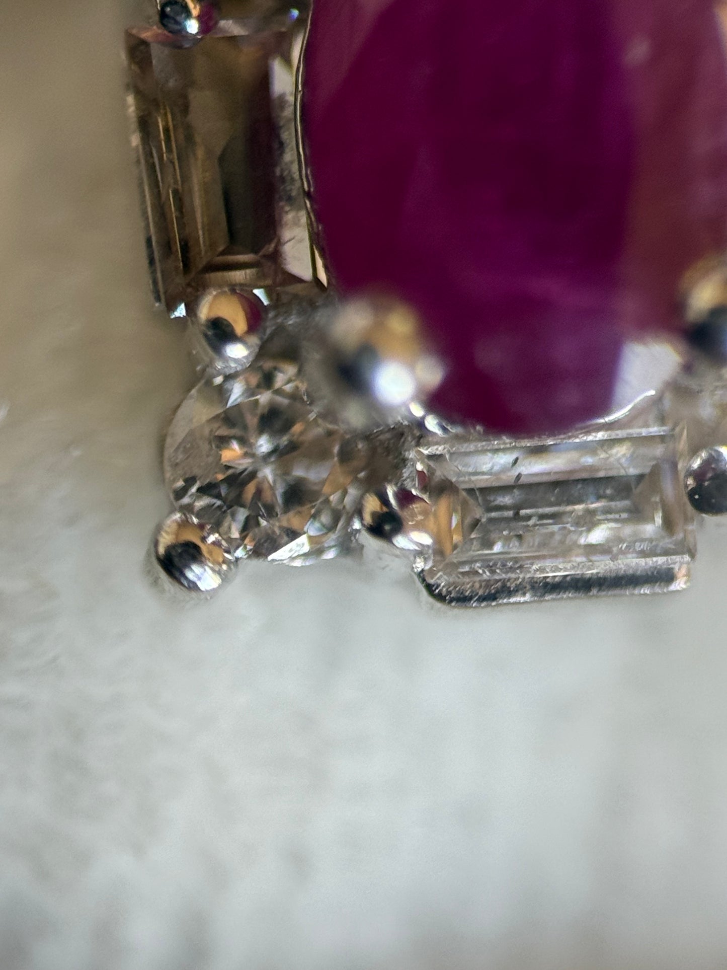 Beautiful 14k White Gold Natural Ruby and Diamond Stud Earrings