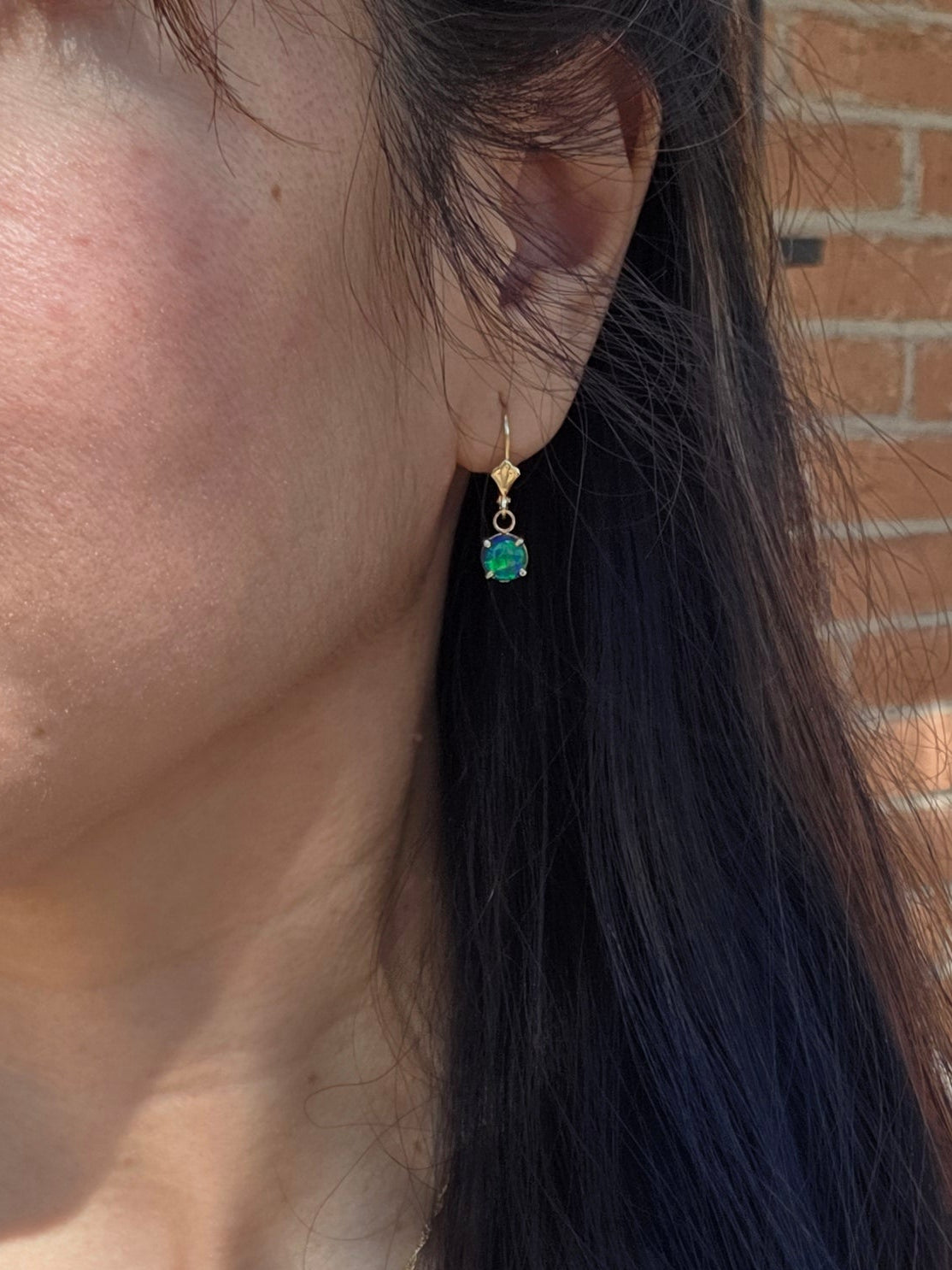 Beautiful 14k Gold Opal Dangle Earrings