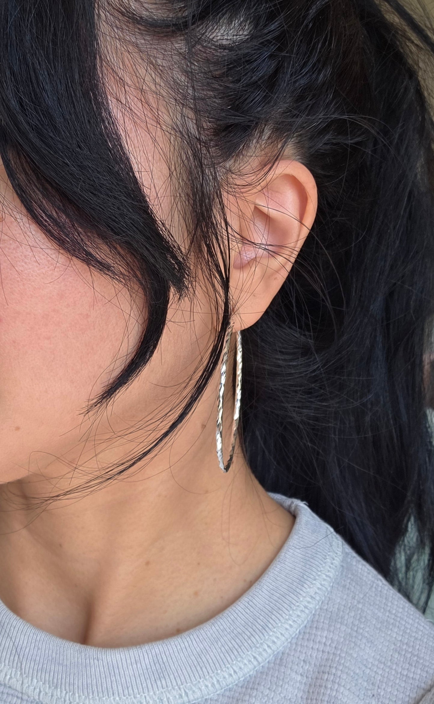 Big 54mm (2.1") Diamond Cut Sterling Silver Hoops Earrings