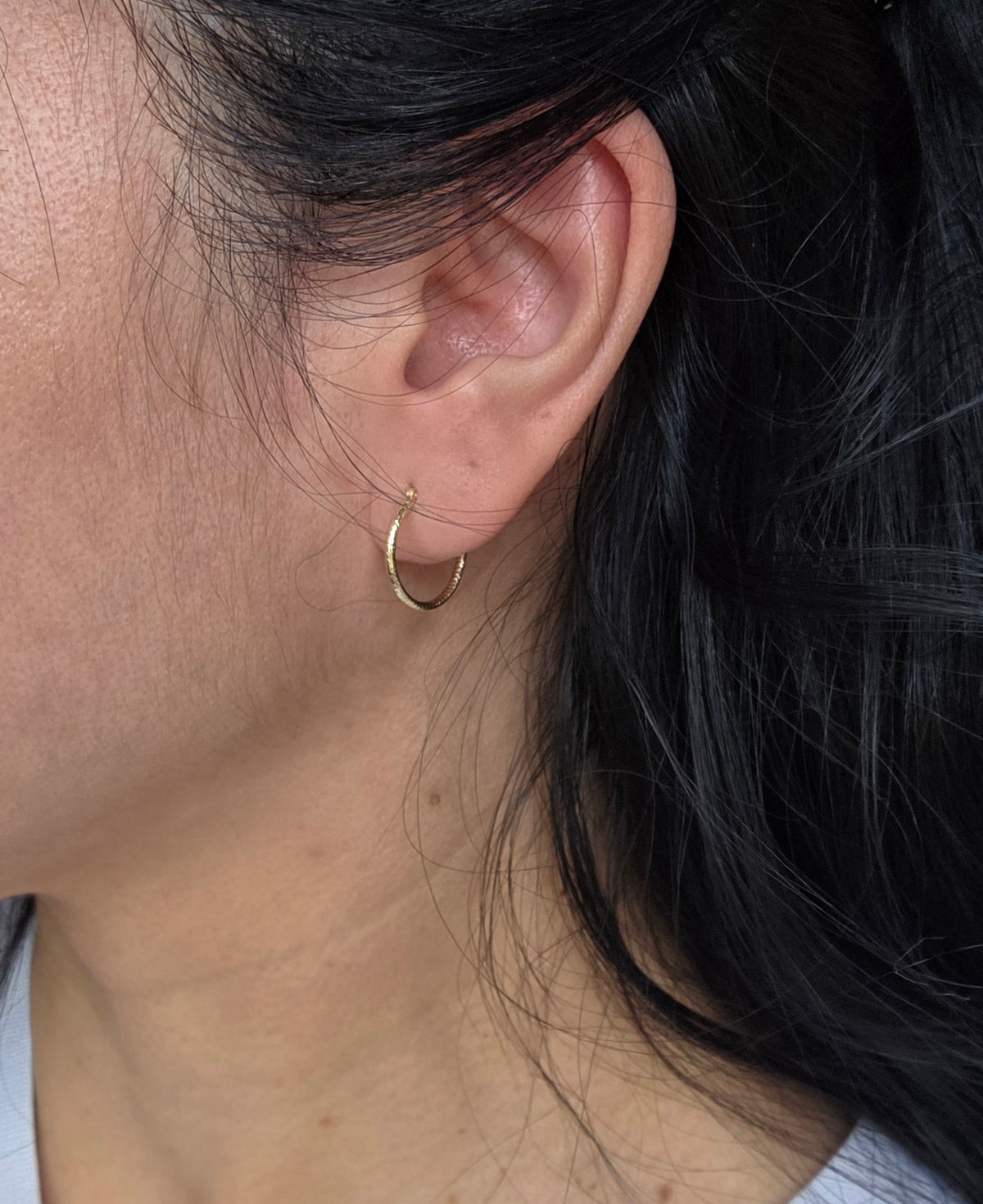 Perfect Every Day 14k Gold 1/2 Inch Gold Textured Small Hoops Earrings