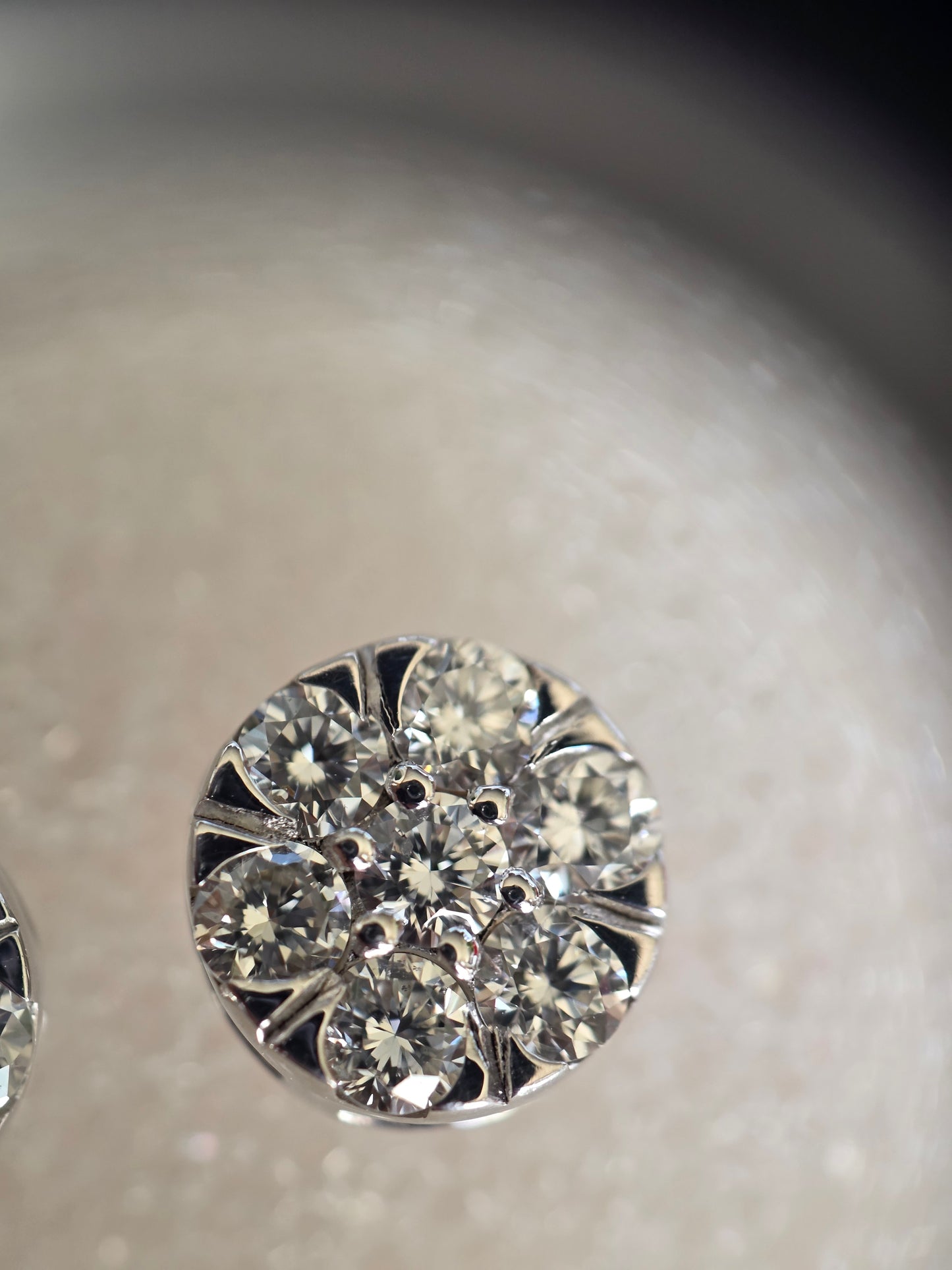 RESERVED: DO NOT BUY-Beautiful Illusion Set Diamond Cluster Stud Earrings In Sterling Silver