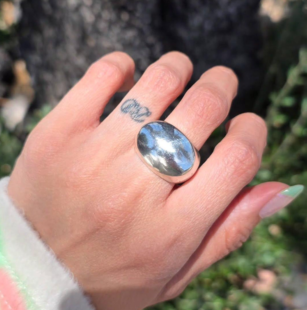 Solid Heavy 925 Sterling Silver Domed Ring Size 6.75