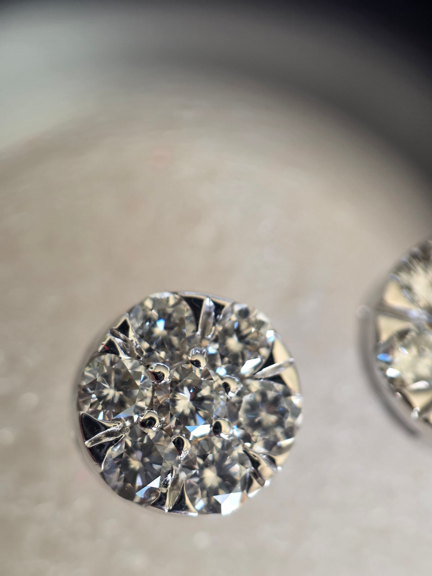 RESERVED: DO NOT BUY-Beautiful Illusion Set Diamond Cluster Stud Earrings In Sterling Silver