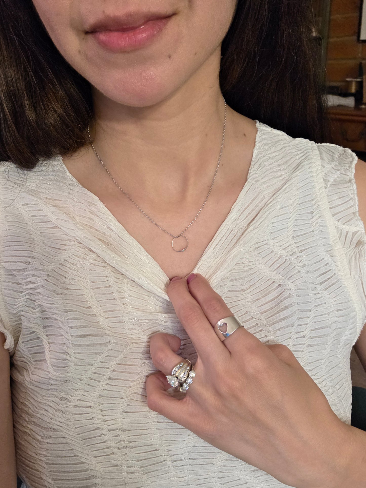 Vintage 10k White Gold Turquoise Baby Ring Less than a Size 1 / Midi / Charm (NO CHAIN)
