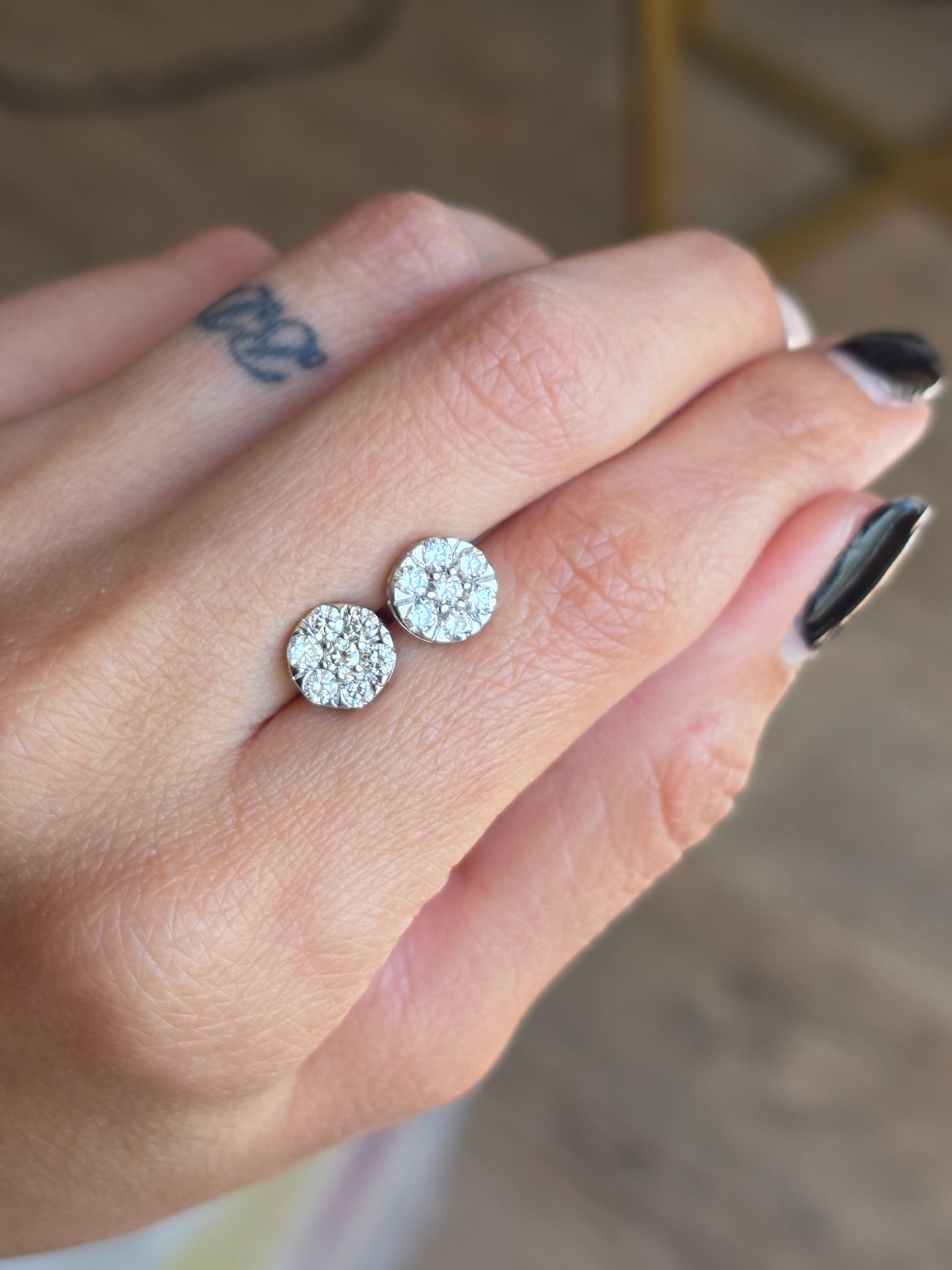 RESERVED: DO NOT BUY-Beautiful Illusion Set Diamond Cluster Stud Earrings In Sterling Silver