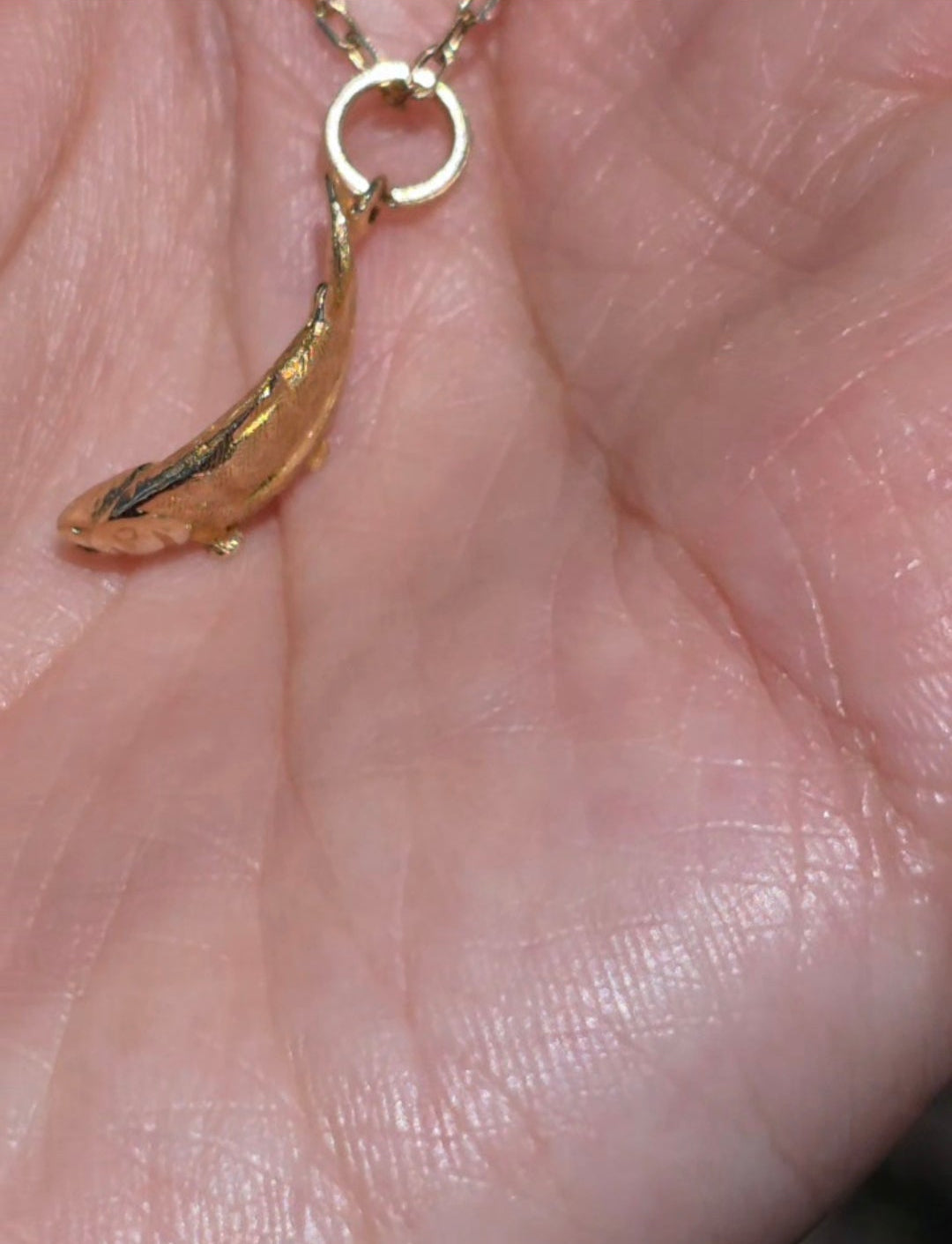 #9- 10k Gold 3D Solid Trout Fish Charm (NO CHAIN)