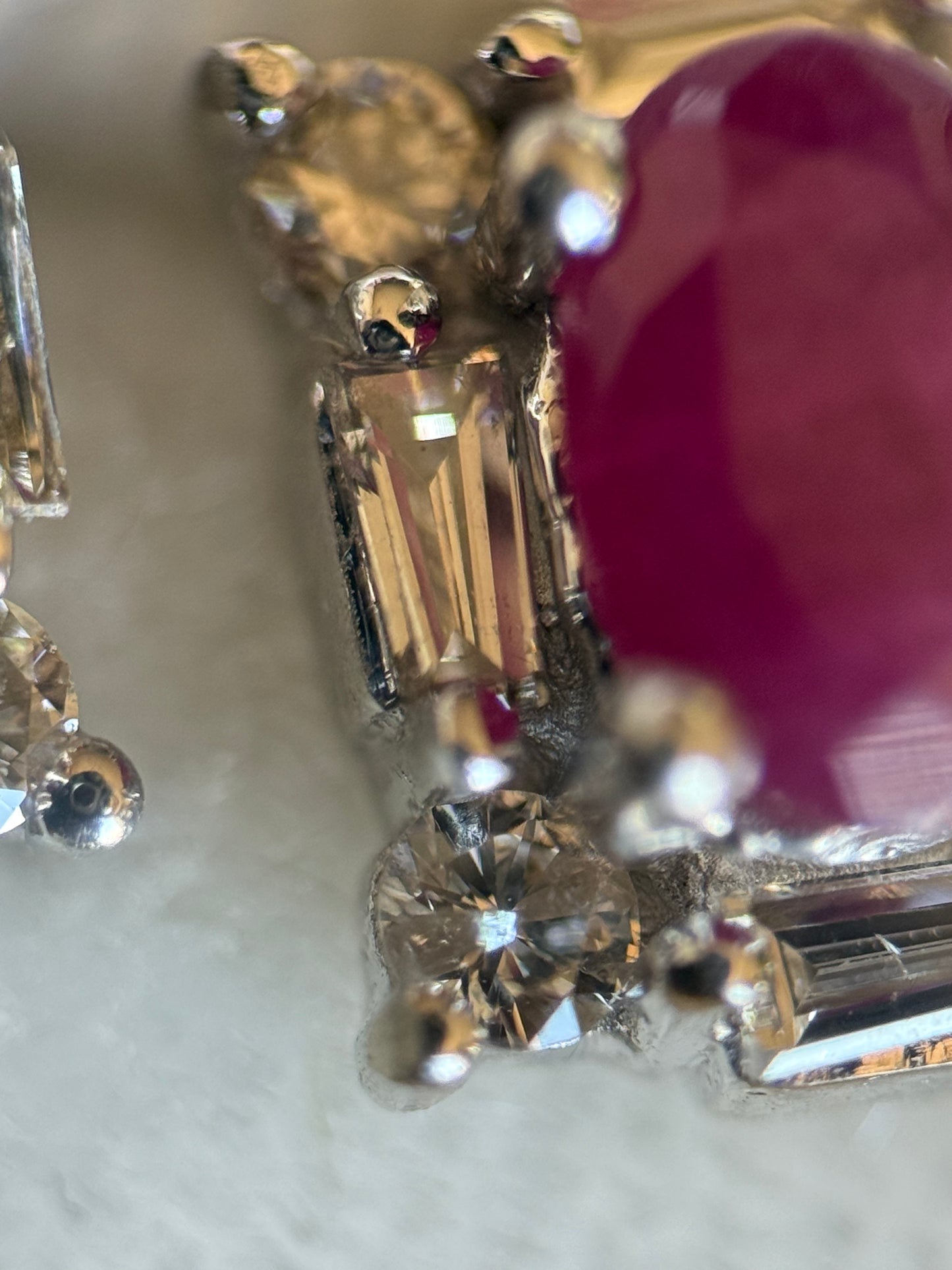Beautiful 14k White Gold Natural Ruby and Diamond Stud Earrings