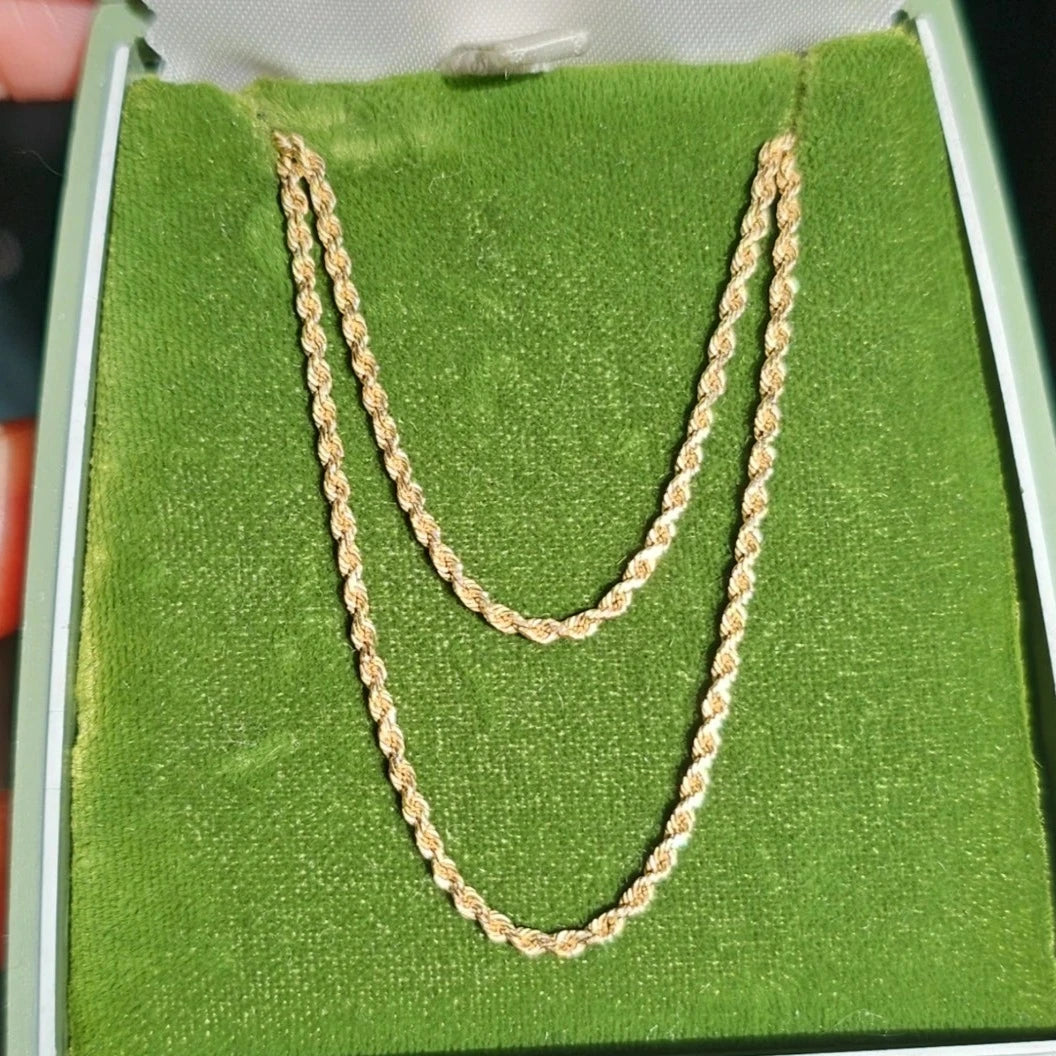 Classic Solid 14k Gold Rope Chain 16"