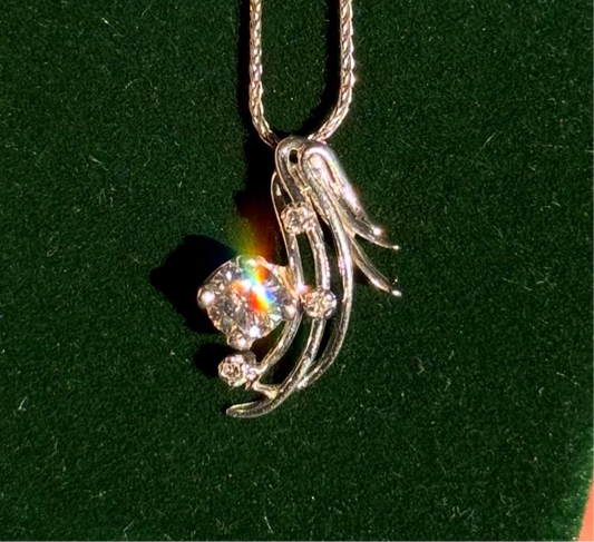 14k White Gold Half Carat Diamond Freeform Unique Pendant (NO CHAIN)