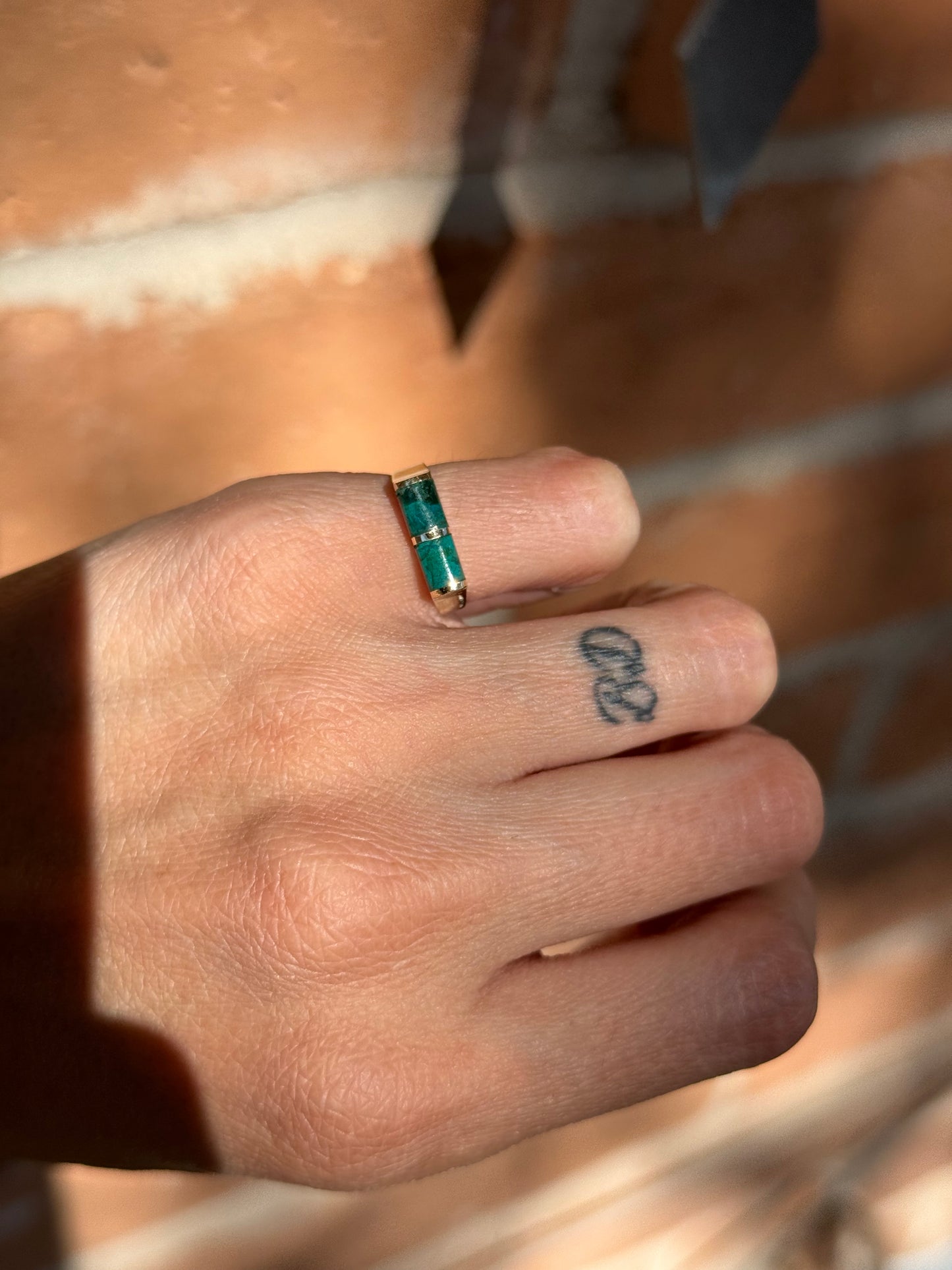 14k Malachite Ring Size 4