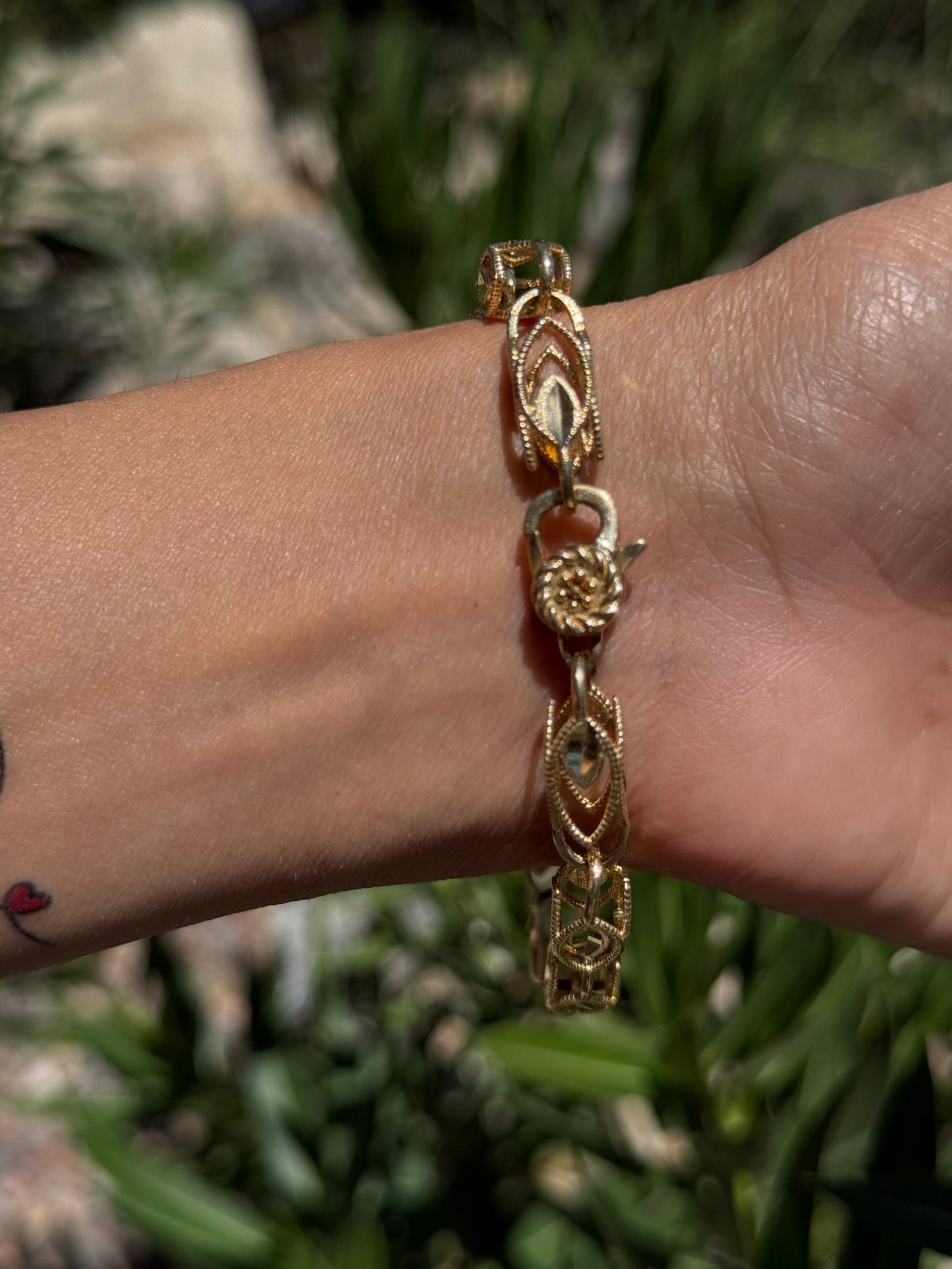 14k Gold 7.3mm Wide Chunky Turkish Link Bracelet 8.25"