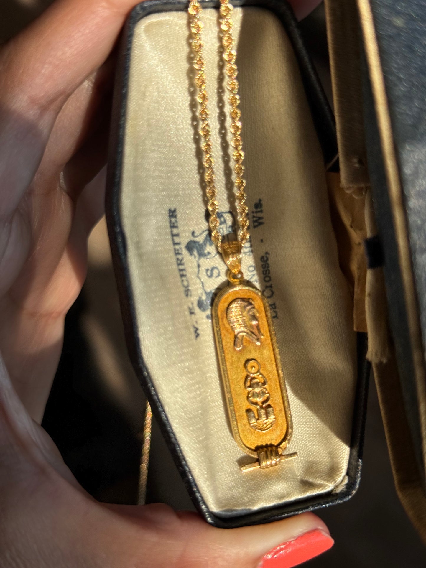 Awesome 14k Gold Egyptian Cartouche Pendant (NO CHAIN)