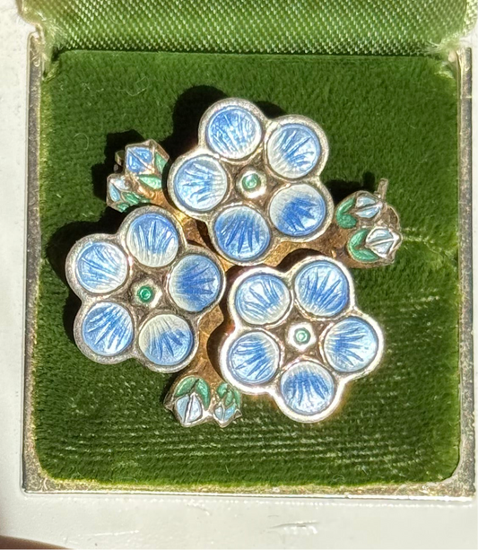 David Andersen Sterling Silver and Enamel Flowers Brooch