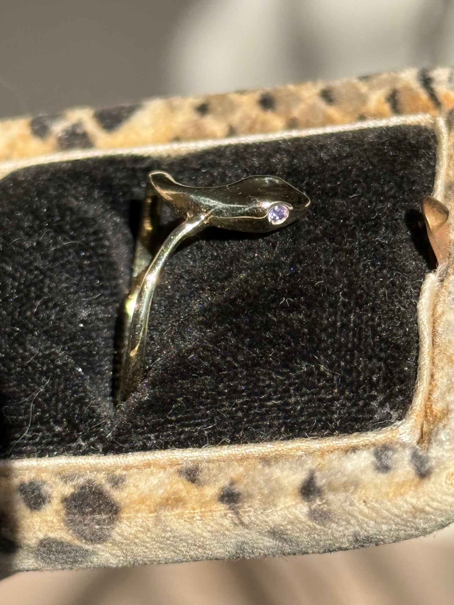 Awesome 10k Gold Snake Stacker with Purple Stone Eyes Size 8.5