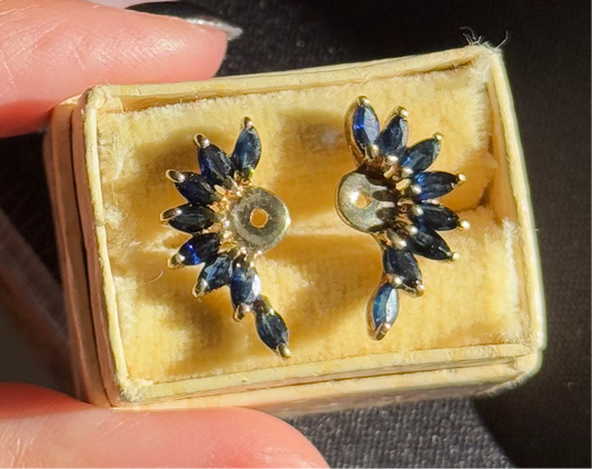 Lovely 10k Gold 2ctw Sapphire Earring Jackets / Enhancers