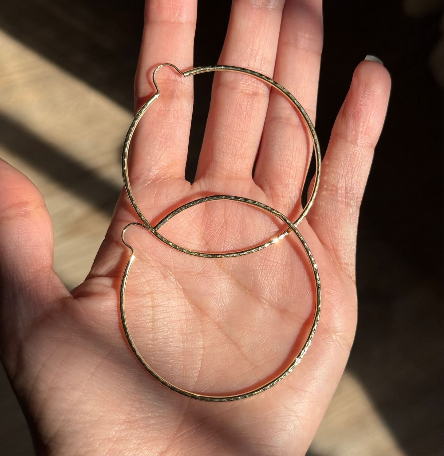 2” Wide 14k Gold Hoops