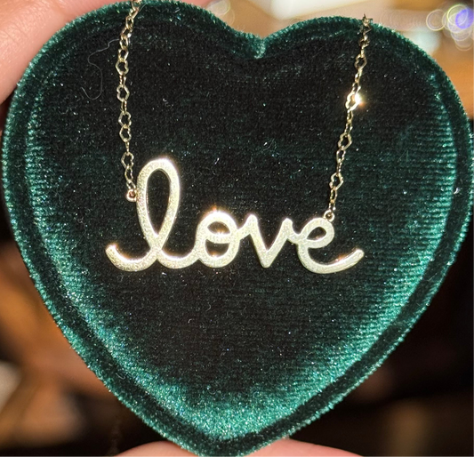 Sydney Evan Designer 14k Gold Large Love Script Necklace 16" / 18"