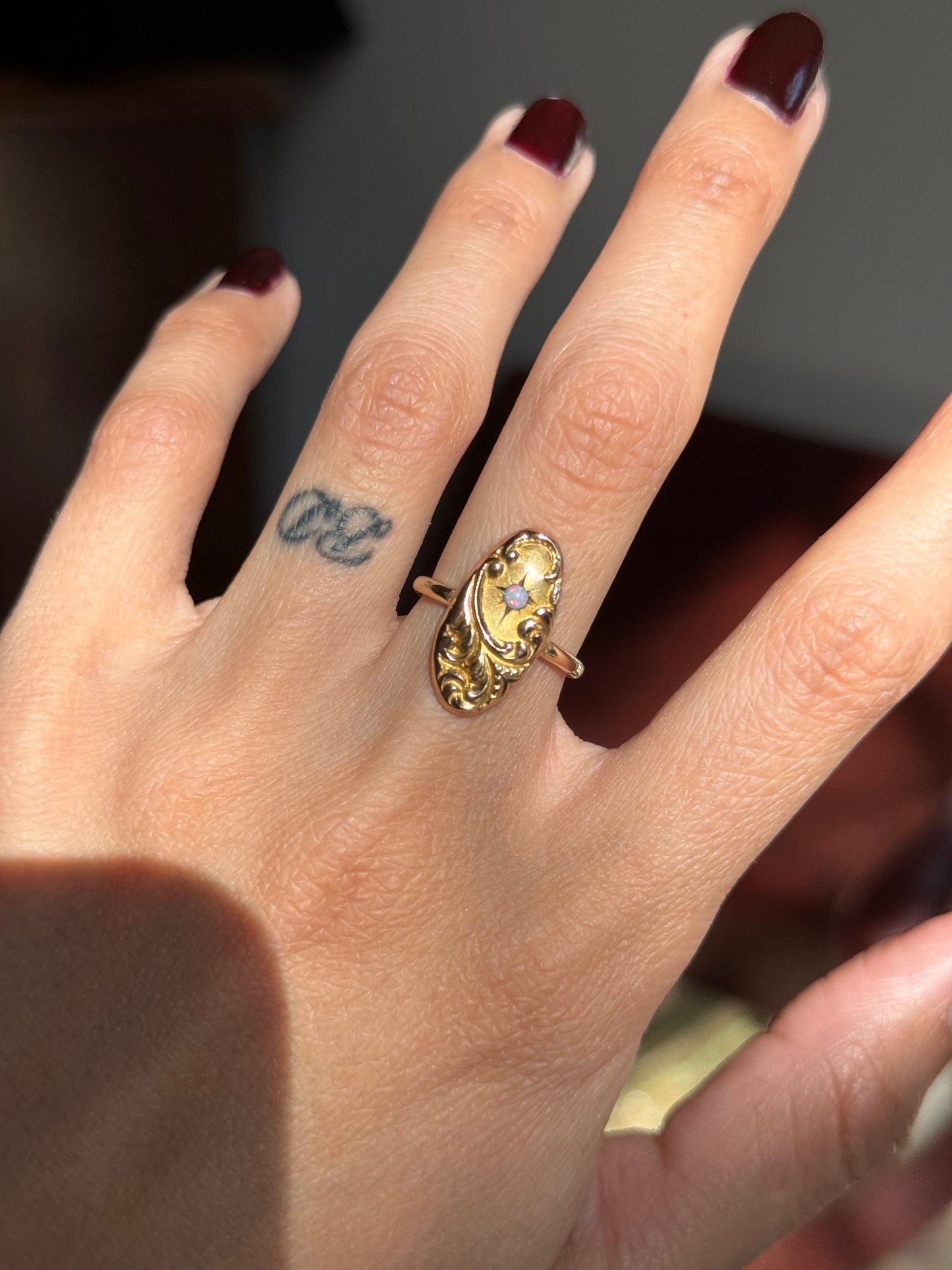 14k Gold Vintage Conversion Opal Ring Size 5