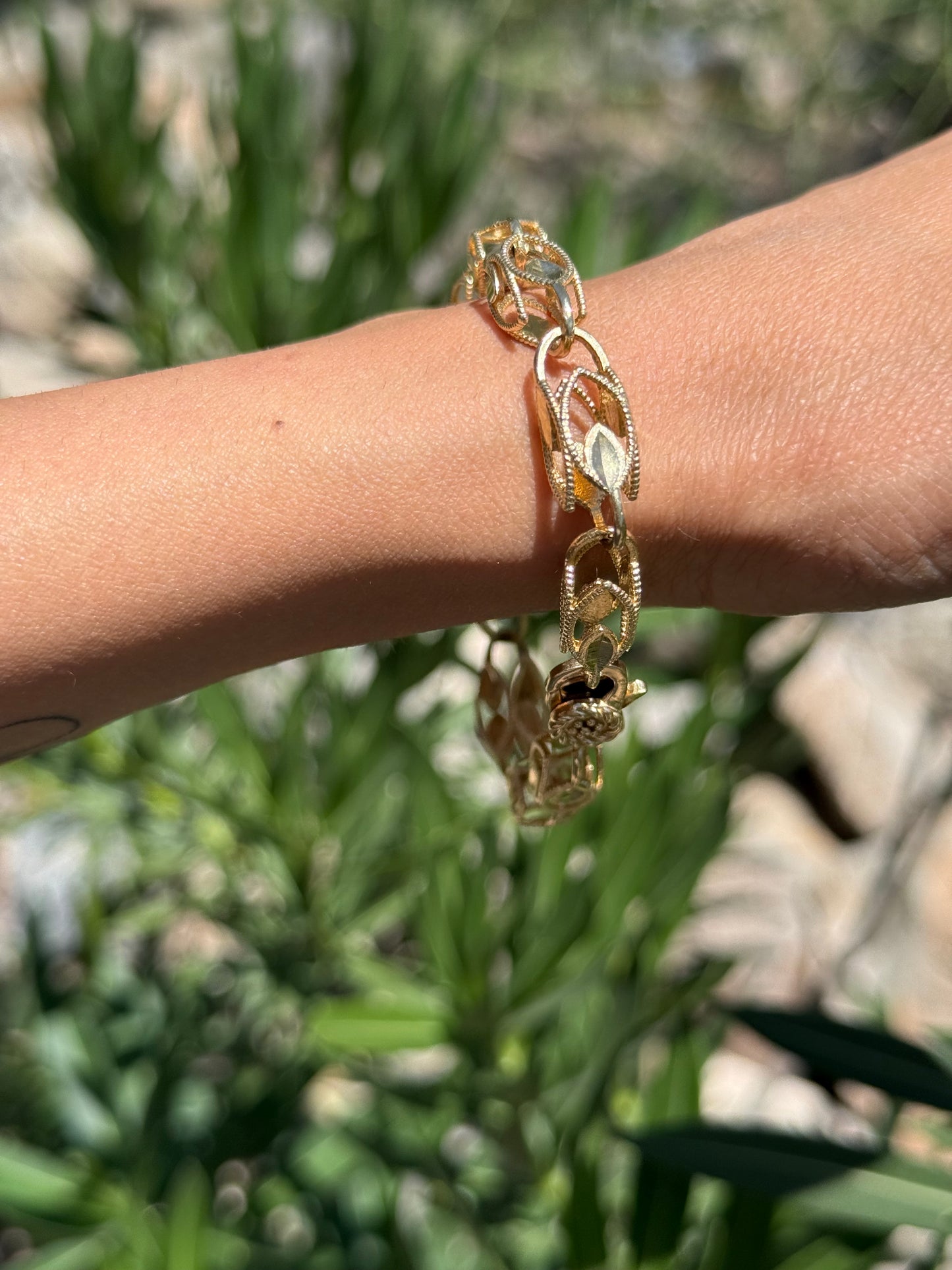 14k Gold 7.3mm Wide Chunky Turkish Link Bracelet 8.25"