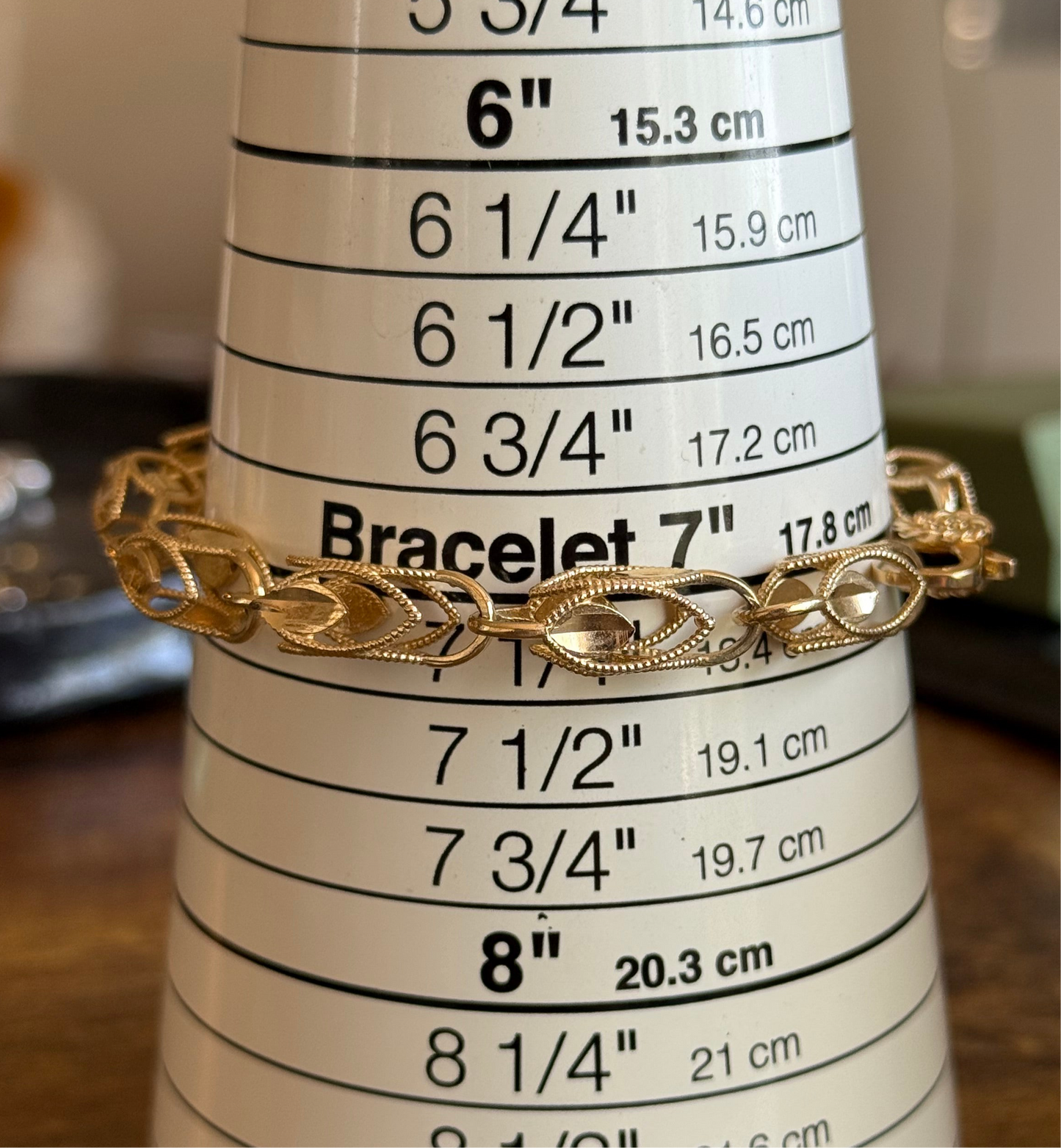 14k Gold 7.3mm Wide Chunky Turkish Link Bracelet 8.25"