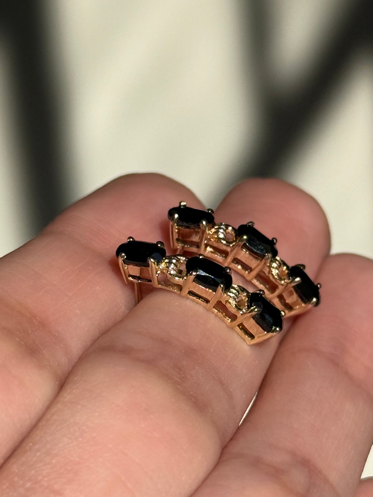 Awesome 1.50ctw Onyx 14k Gold Half Hoop Earrings