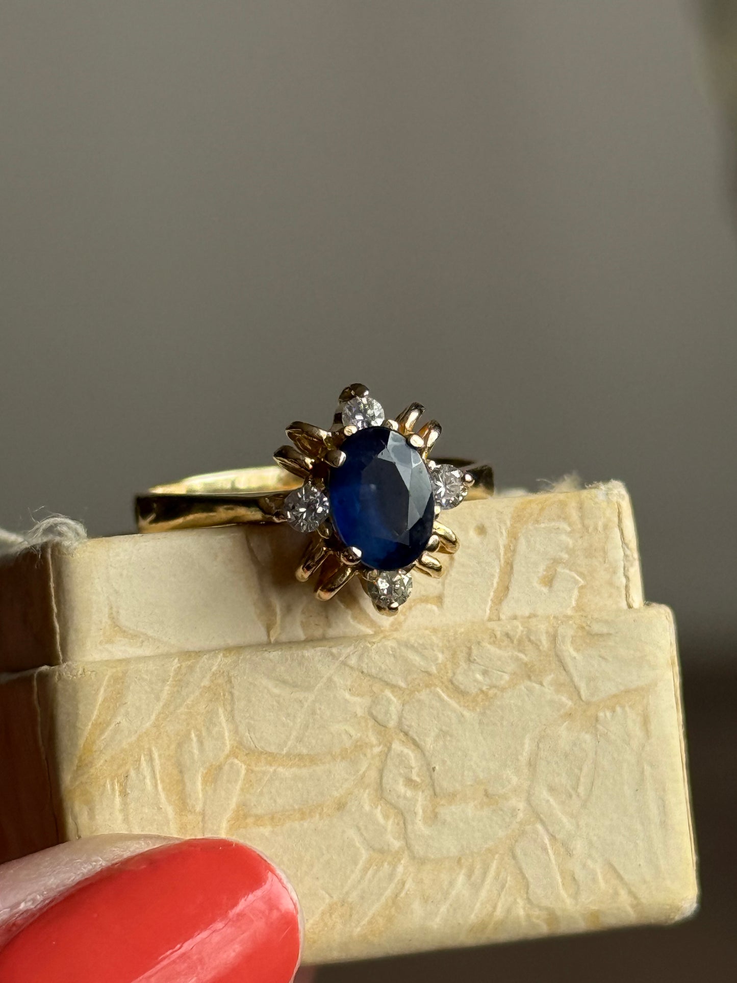 Beautiful 1 Carat Sapphire and Diamond Accent Ring Size 6