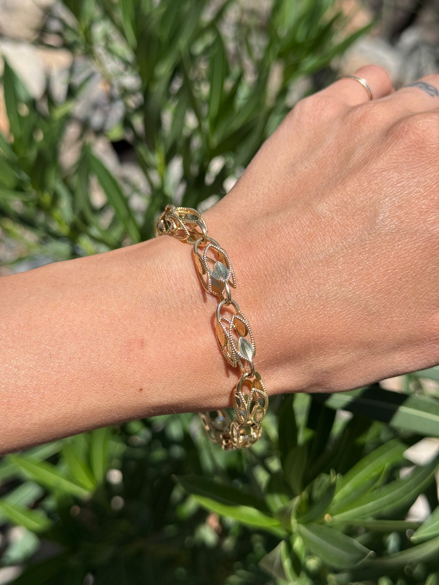 14k Gold 7.3mm Wide Chunky Turkish Link Bracelet 8.25"