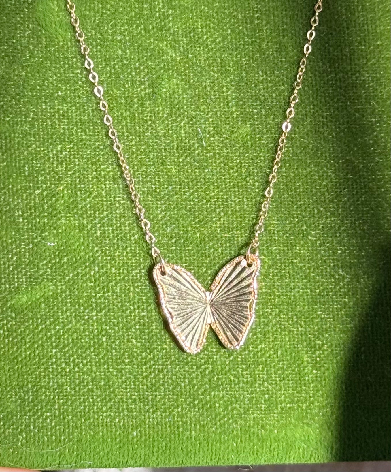 Lovely Dainty & Delicate Butterfly 10K Gold Adjustable Necklace 16-18”