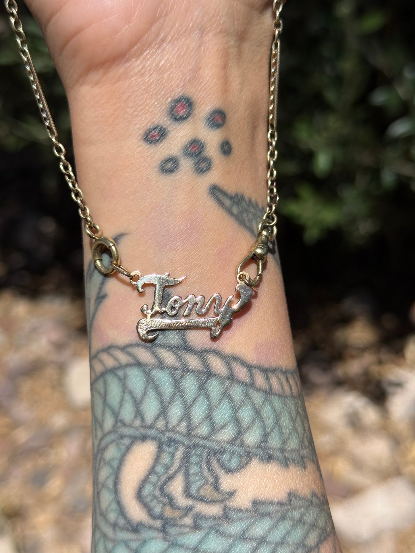 10k Gold “Tony” Cursive Font Nameplate Charm Double Bails (NO CHAIN)