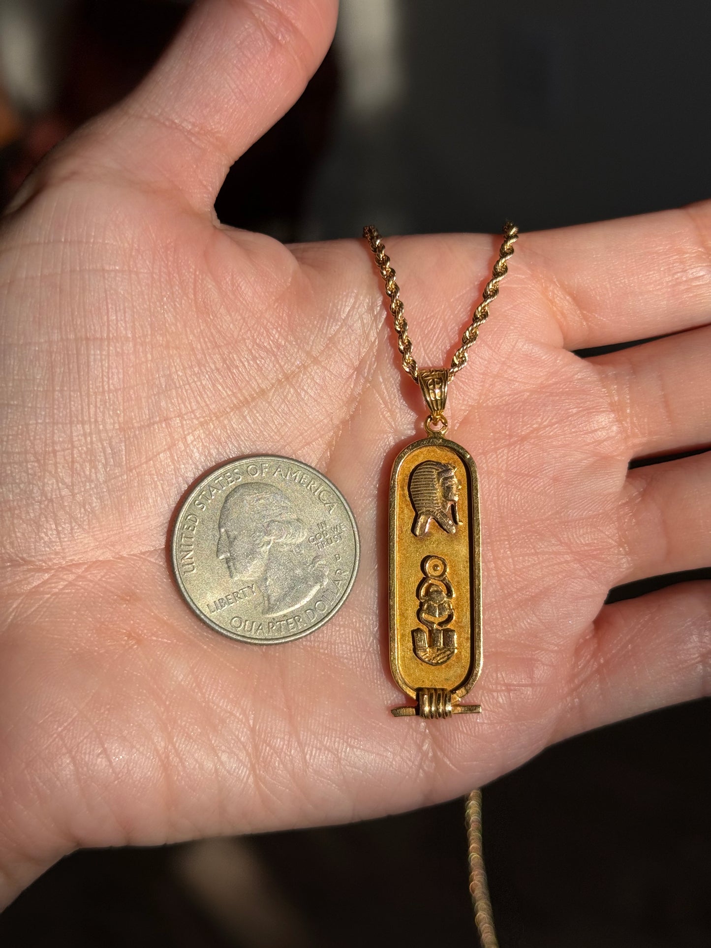 Awesome 14k Gold Egyptian Cartouche Pendant (NO CHAIN)