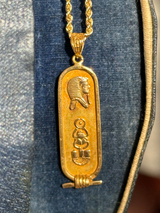 Awesome 14k Gold Egyptian Cartouche Pendant (NO CHAIN)