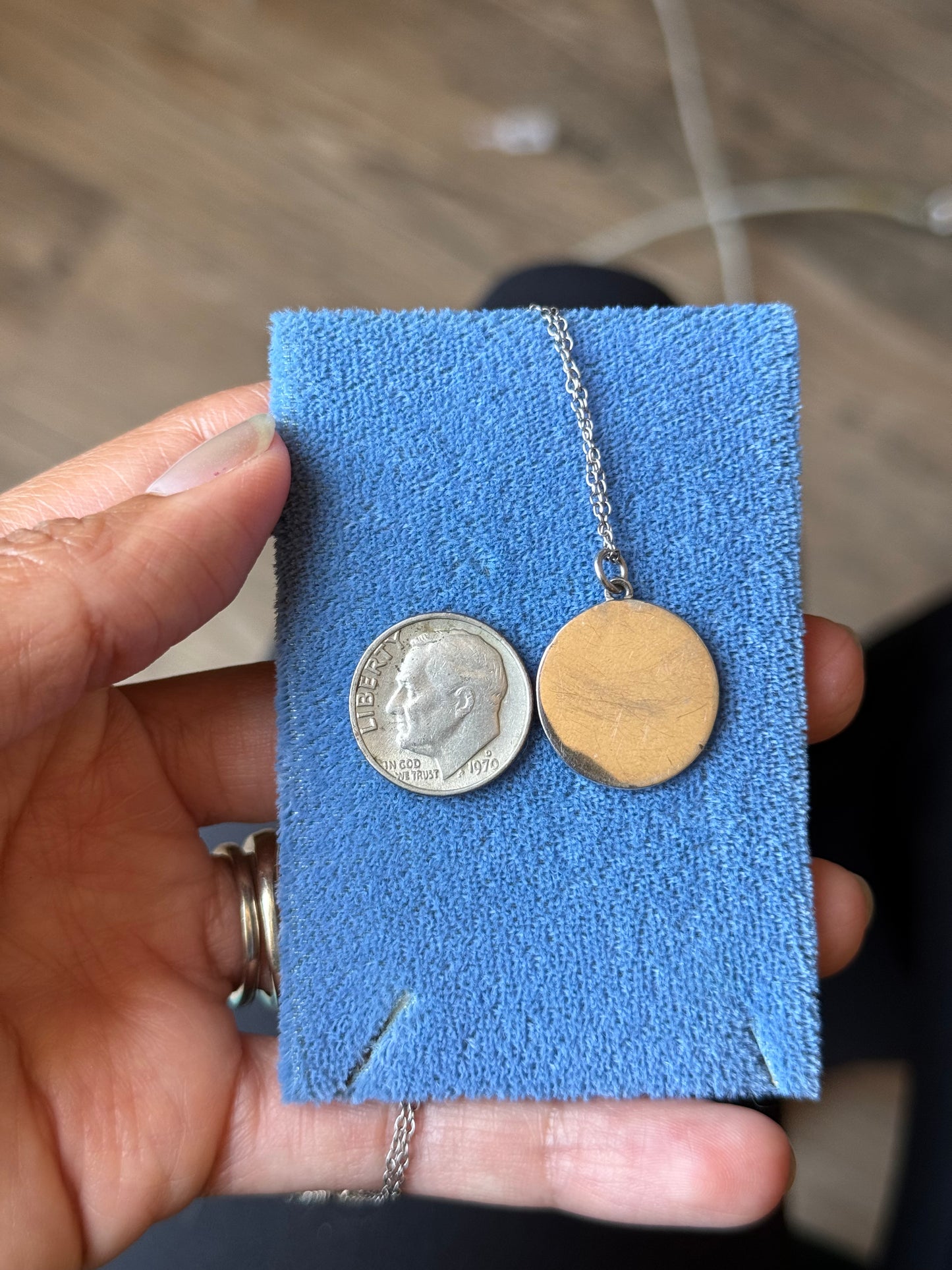 Sterling Silver Blank Round Tag Pendant With FREE Initial Engraving (NO CHAIN)