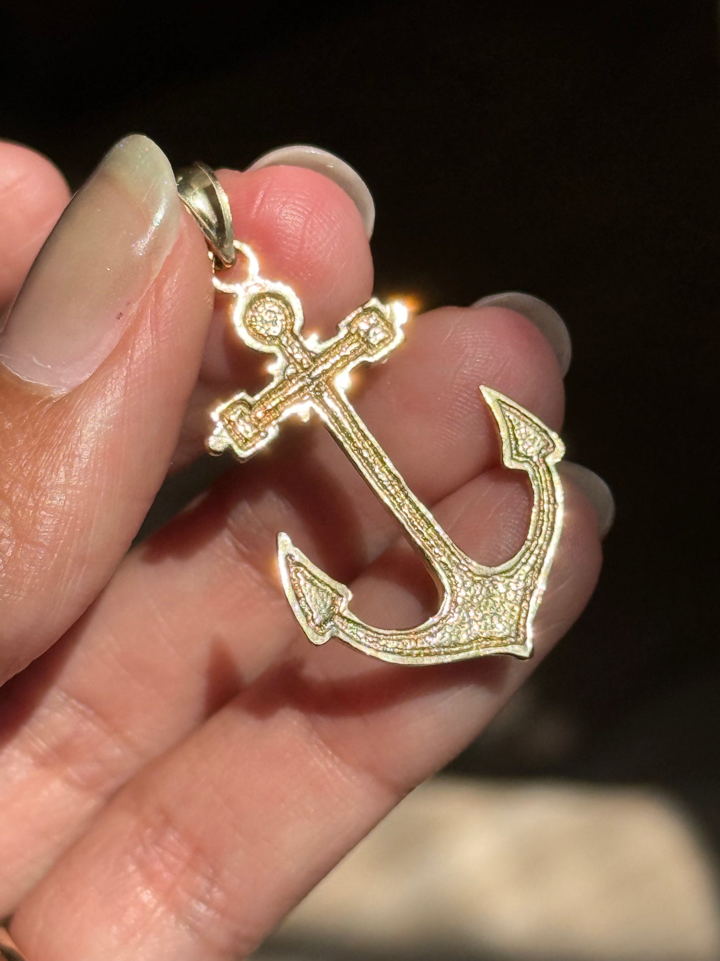 Amazing 1.5” Large & Solid Made 14k Gold Enamel Anchor Pendant (NO CHAIN)