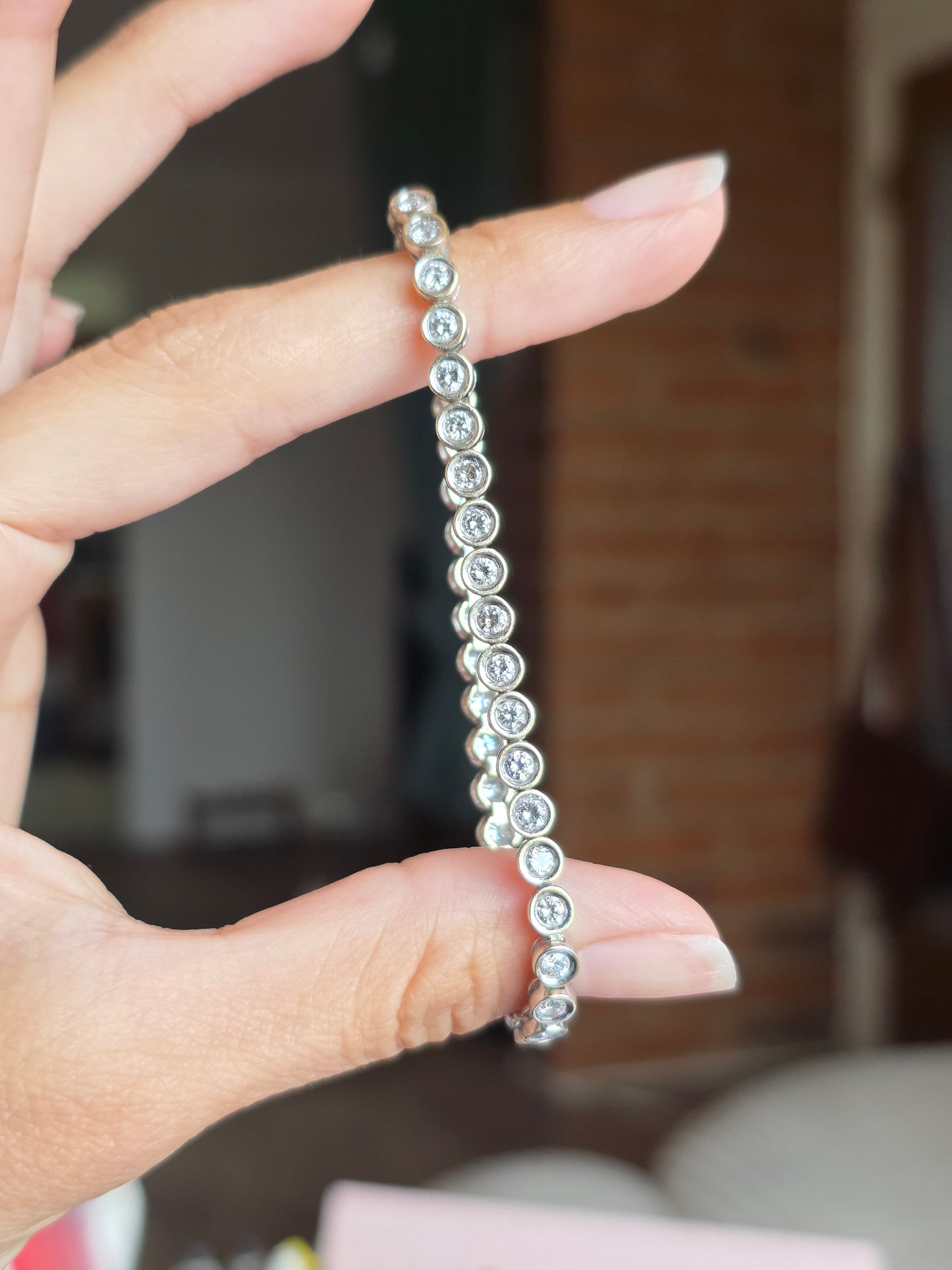 Gorgeous 4.50TCW Diamond Bezel Set 14k White Gold Solid Hefty Tennis Bracelet 7"