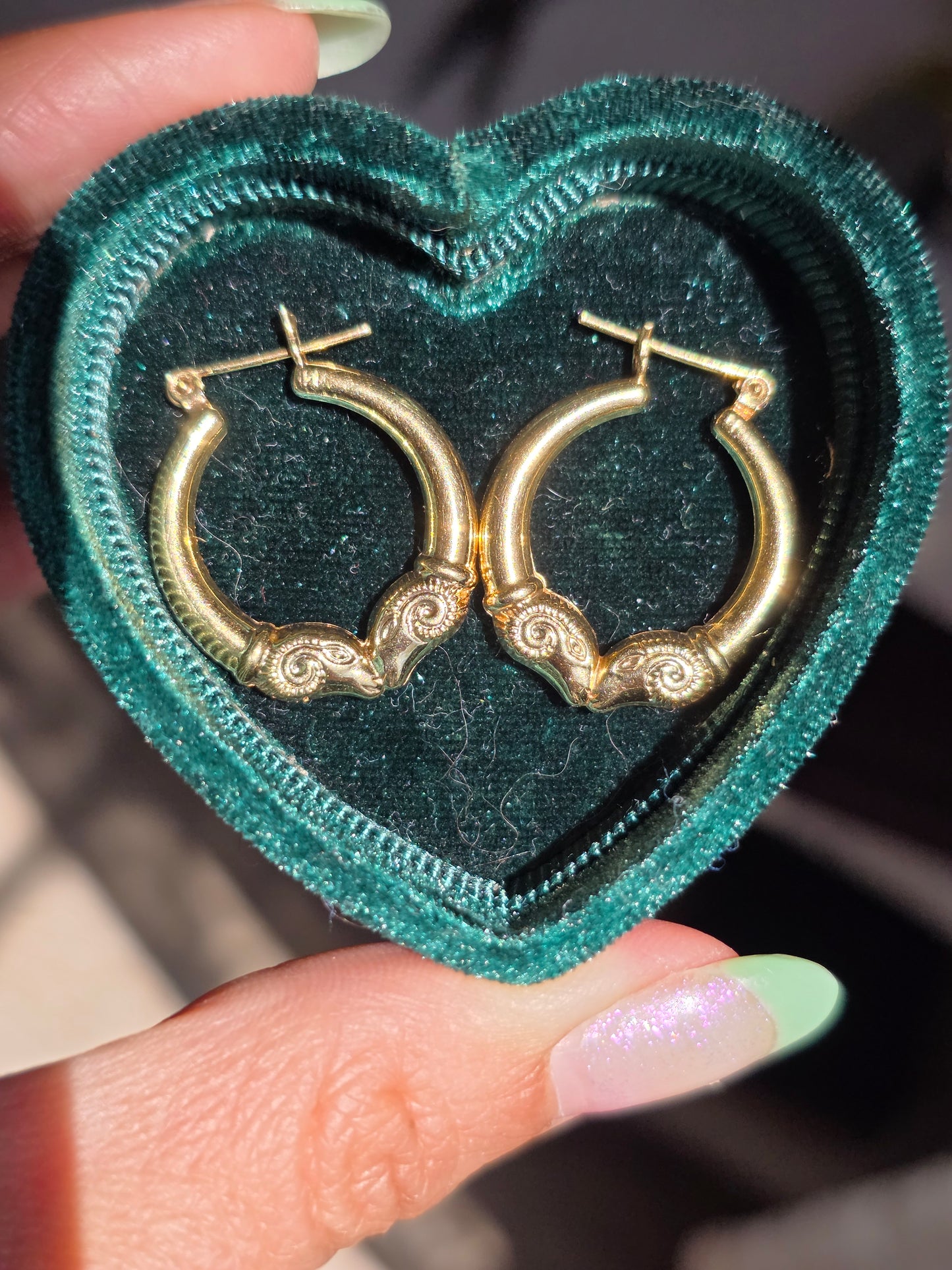 Awesome 14k Gold Ram Hoops Earrings