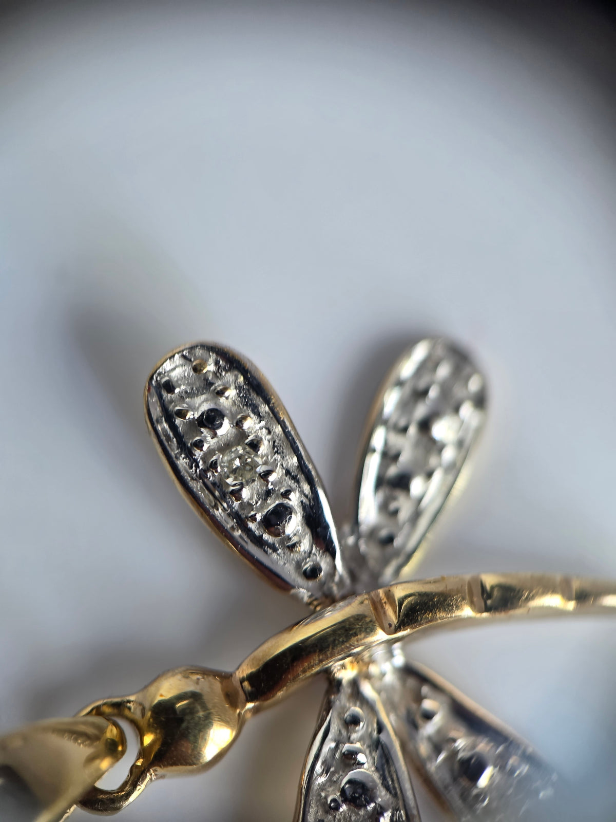 Sweet 10k Two Toned Gold Diamond Accented Dainty Dragonfly Pendant (NO CHAIN)