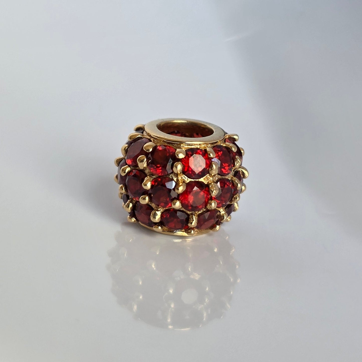 Vintage 10k Gold Garnet Spacer Bead Charm (NO CHAIN)