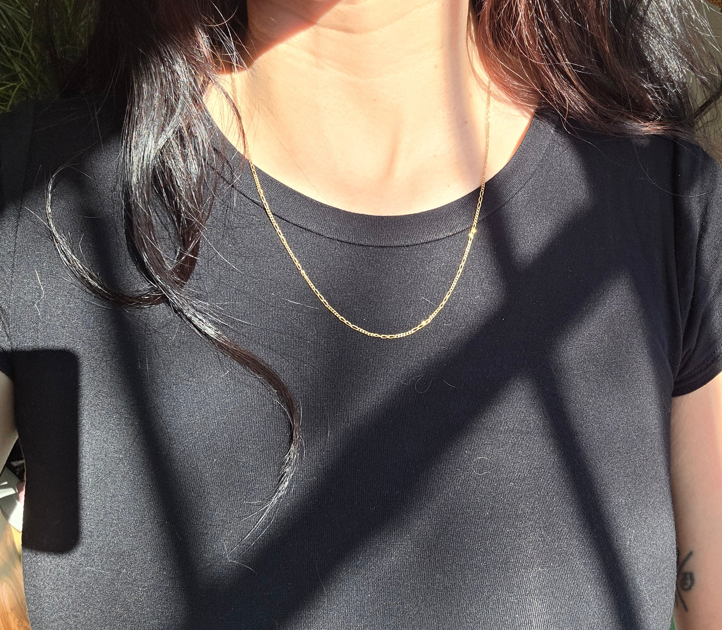 20" Figaro 10k Gold Every Day Wear Chain For Charms or Pendants