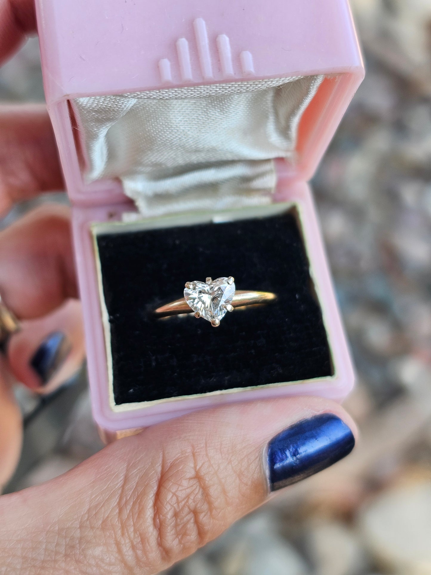 Stunning 1 Carat Heart Cut Natural Diamond Solitaire Ring Size 5.75