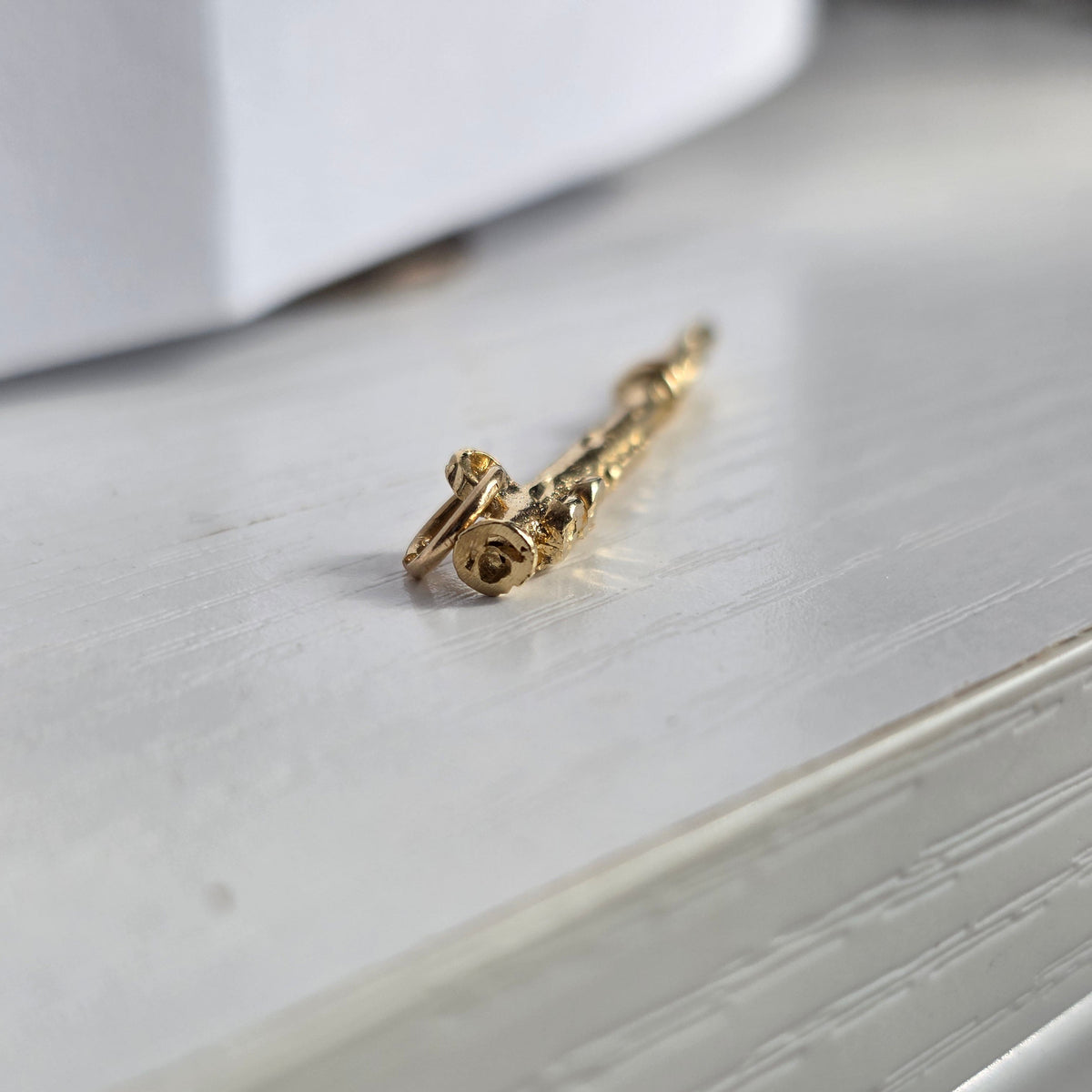 Adorable 14k Diamond Cut Textured Solid 3D Flute Charm (NO CHAIN)