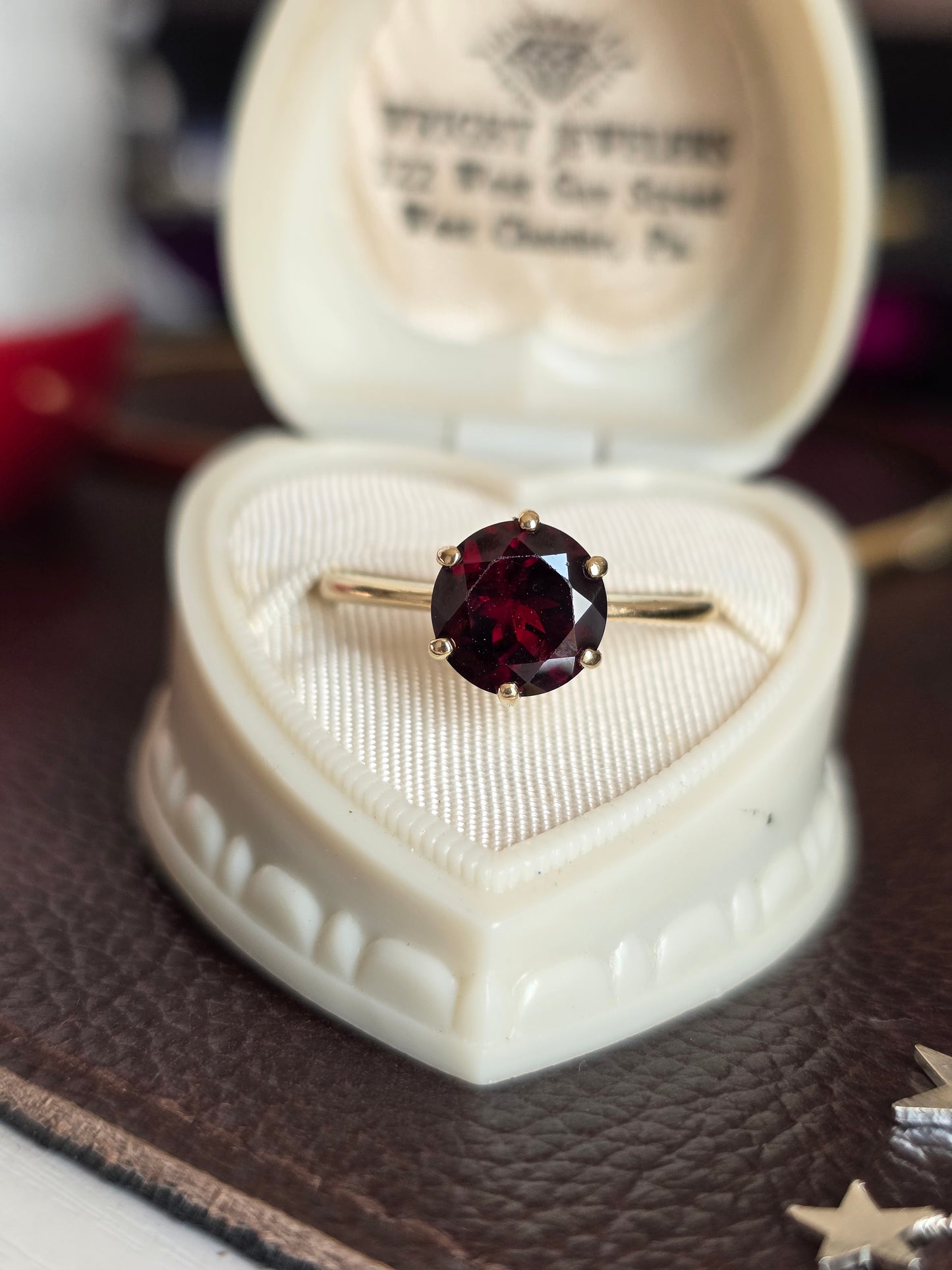 RESERVED FOR J- DO NOT BUY-  10k Gold Garnet Solitaire Ring Size 8