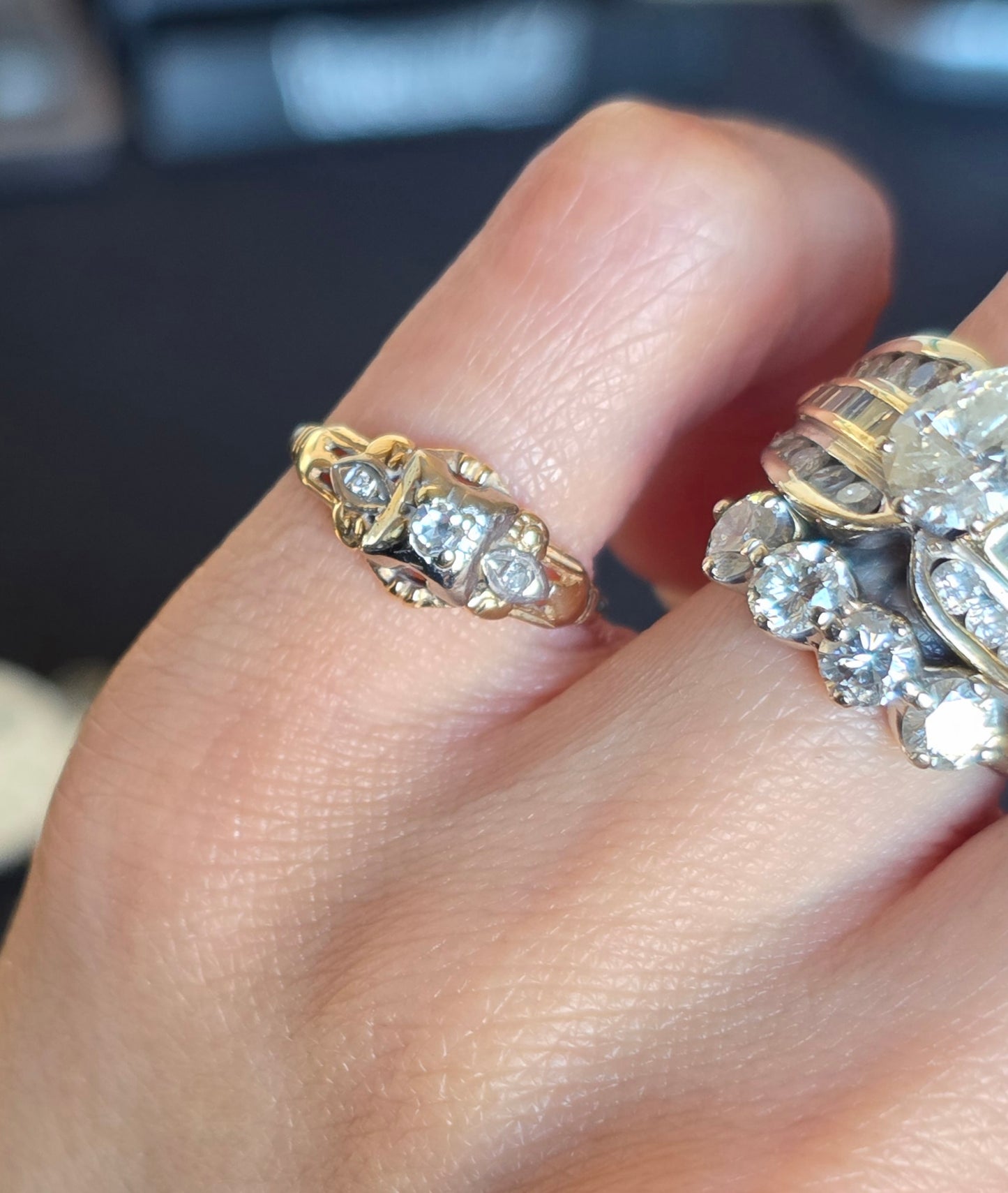 Beautiful Vintage 14k Gold Diamond Pinky Ring Size 3.5